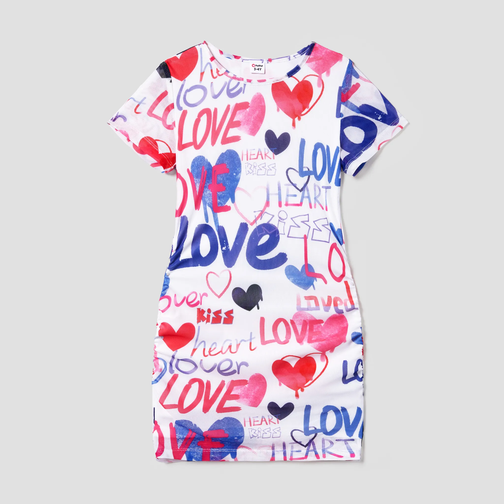 Valentine's Day Mommy and Me Stylish Graffiti Pattern Short-sleeve Body-con Dresses Multi-color image 6