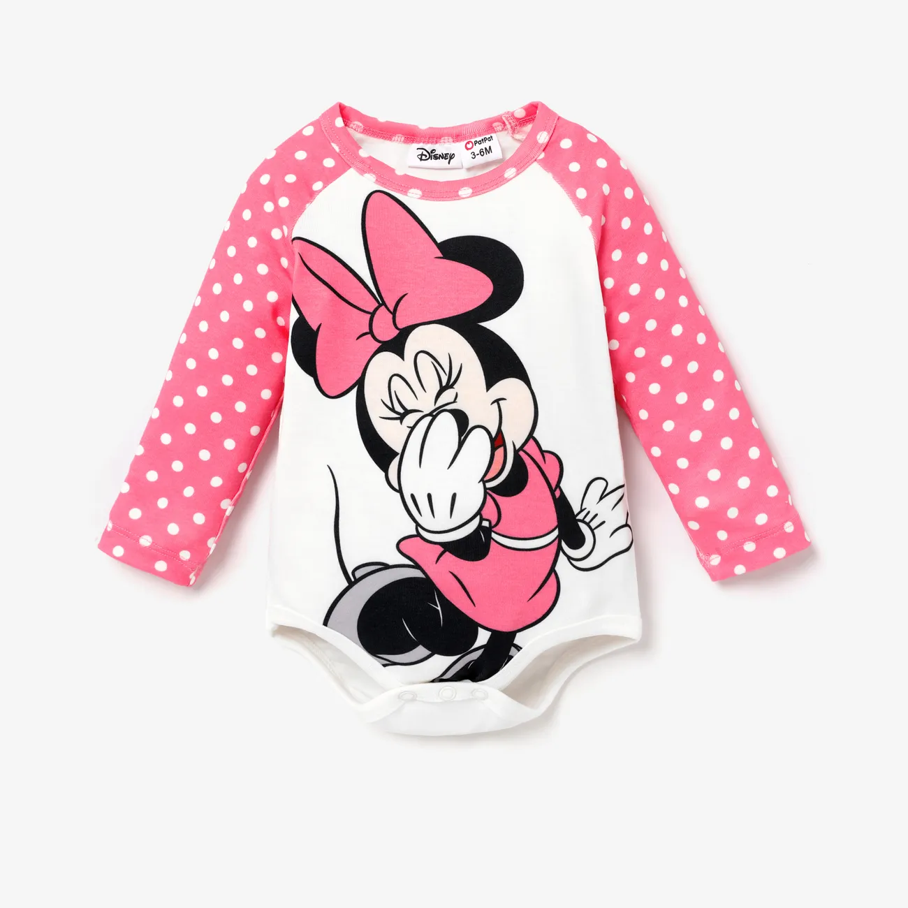 Disney Mickey and Friends 嬰兒 女 布料拼接 童趣 長袖 嬰兒套裝 粉色 big image 1