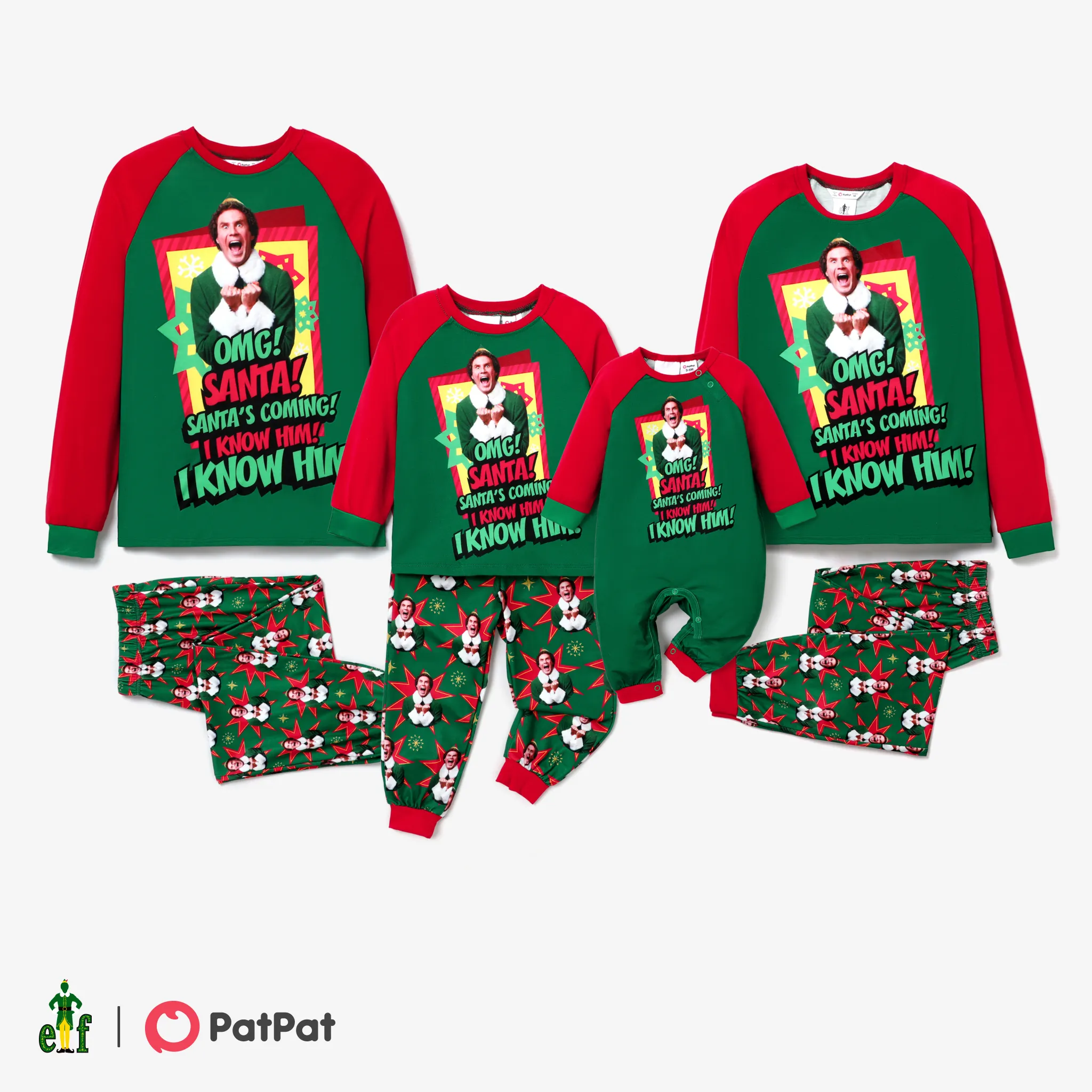 ELF Family Matching Christmas Character Print Pajamas Sets (Flame Resistant)