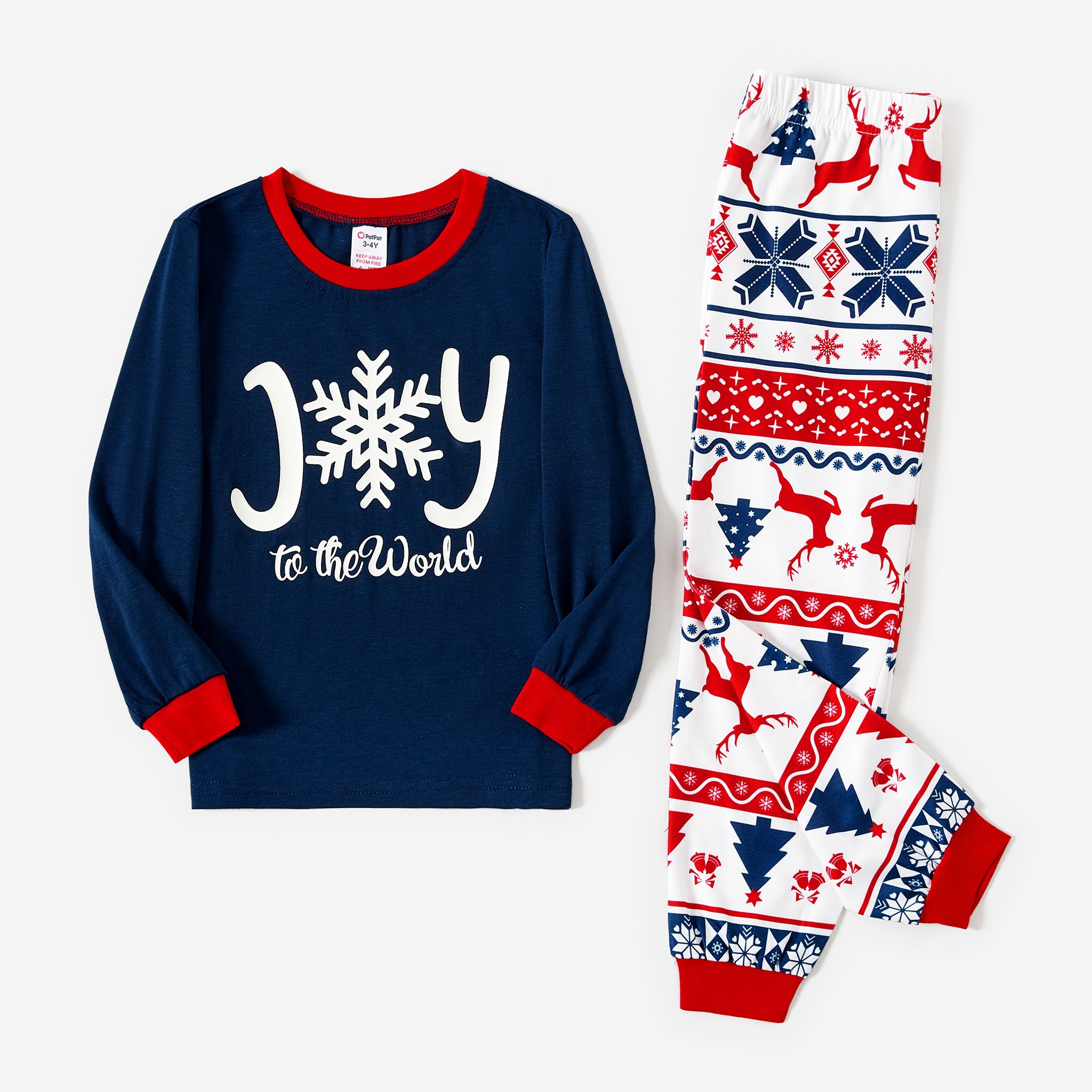 Christmas Family Matching Glow In The Dark Letters & Snowflake Long-sleeve Pajamas Sets(Flame Resistant)