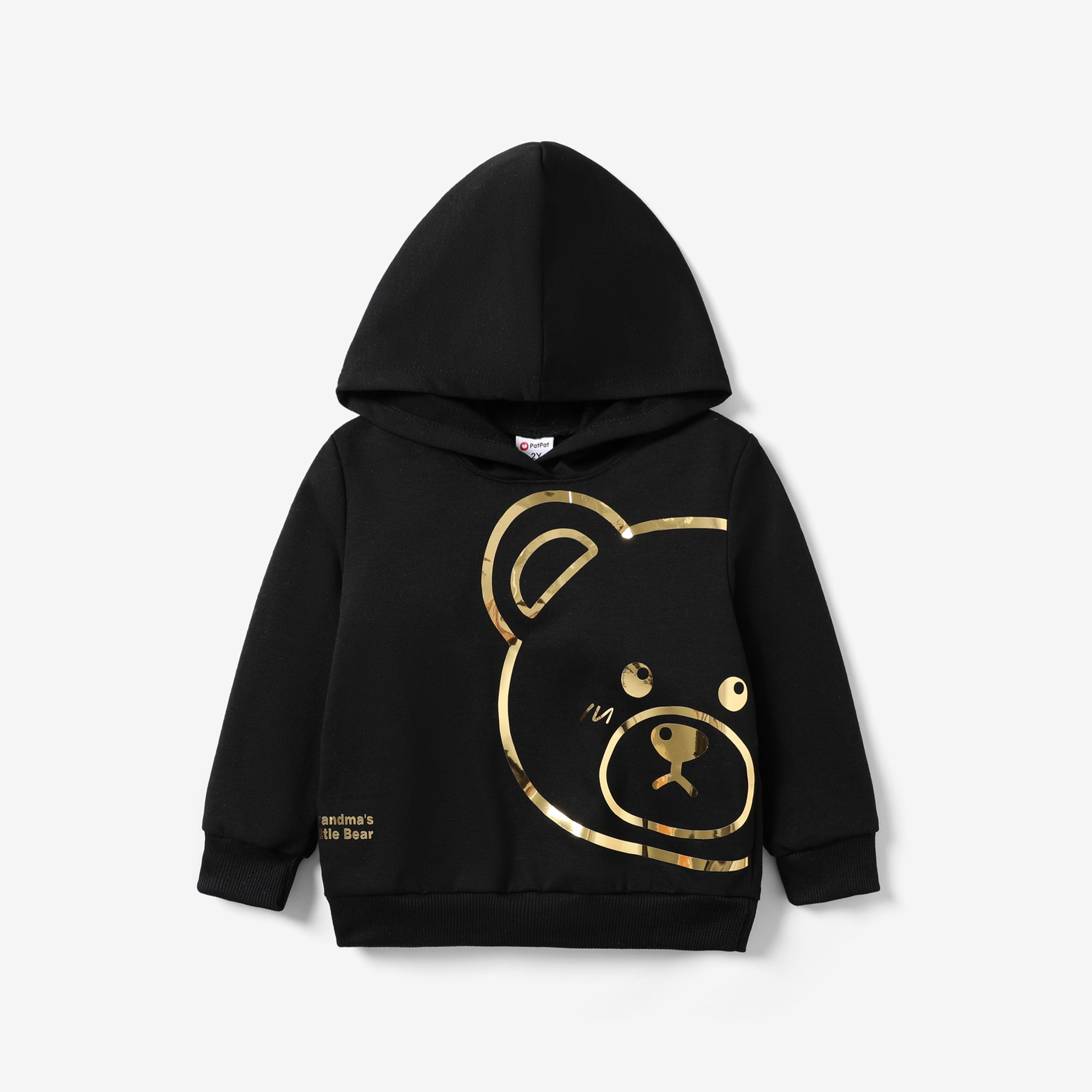 Toddler Girl/Boy Childlike Gold Bear Pattern Hoodie