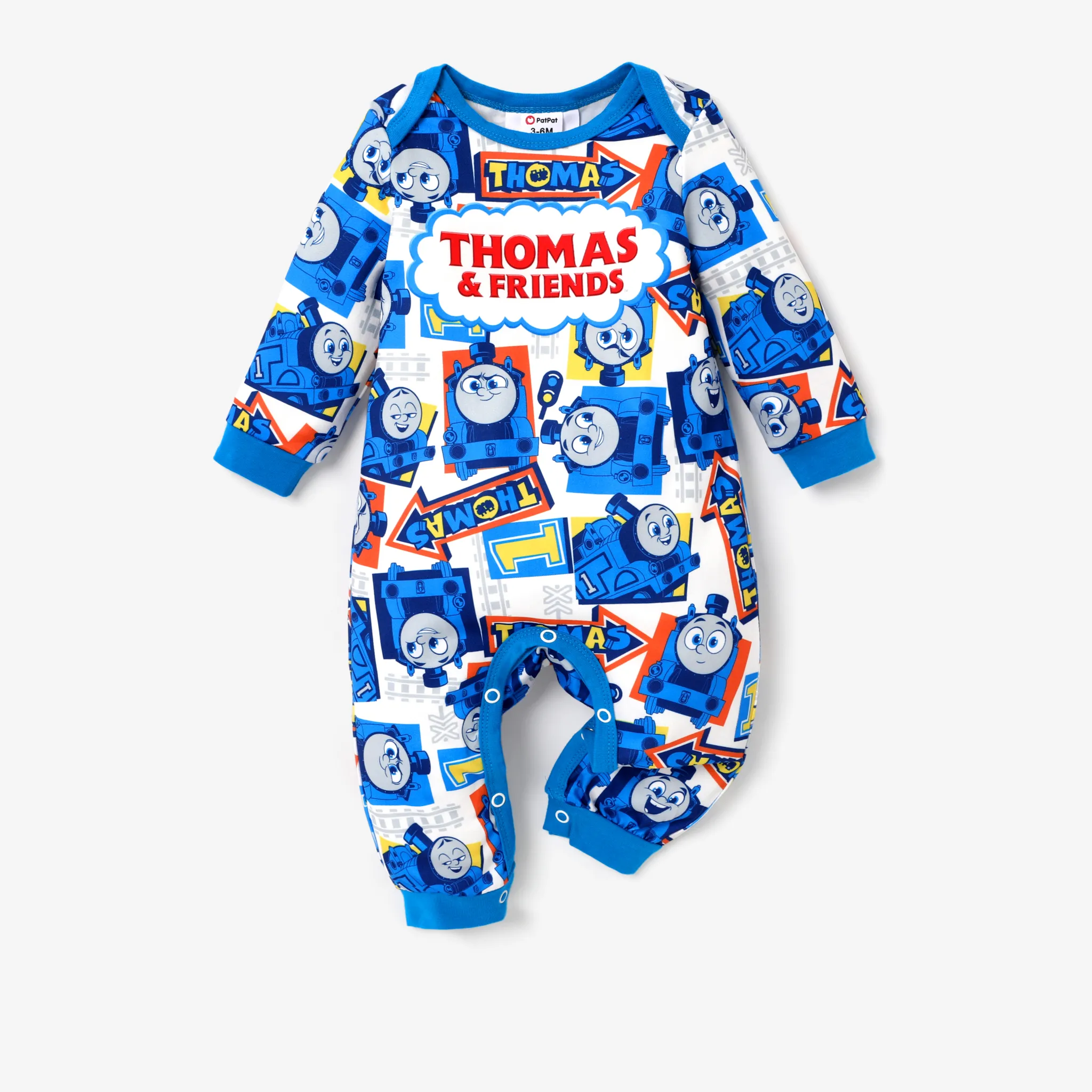 Thomas & Friends قطعة واحدة مواليد رجالي كم طويل زر شخصيات أزرق image 2