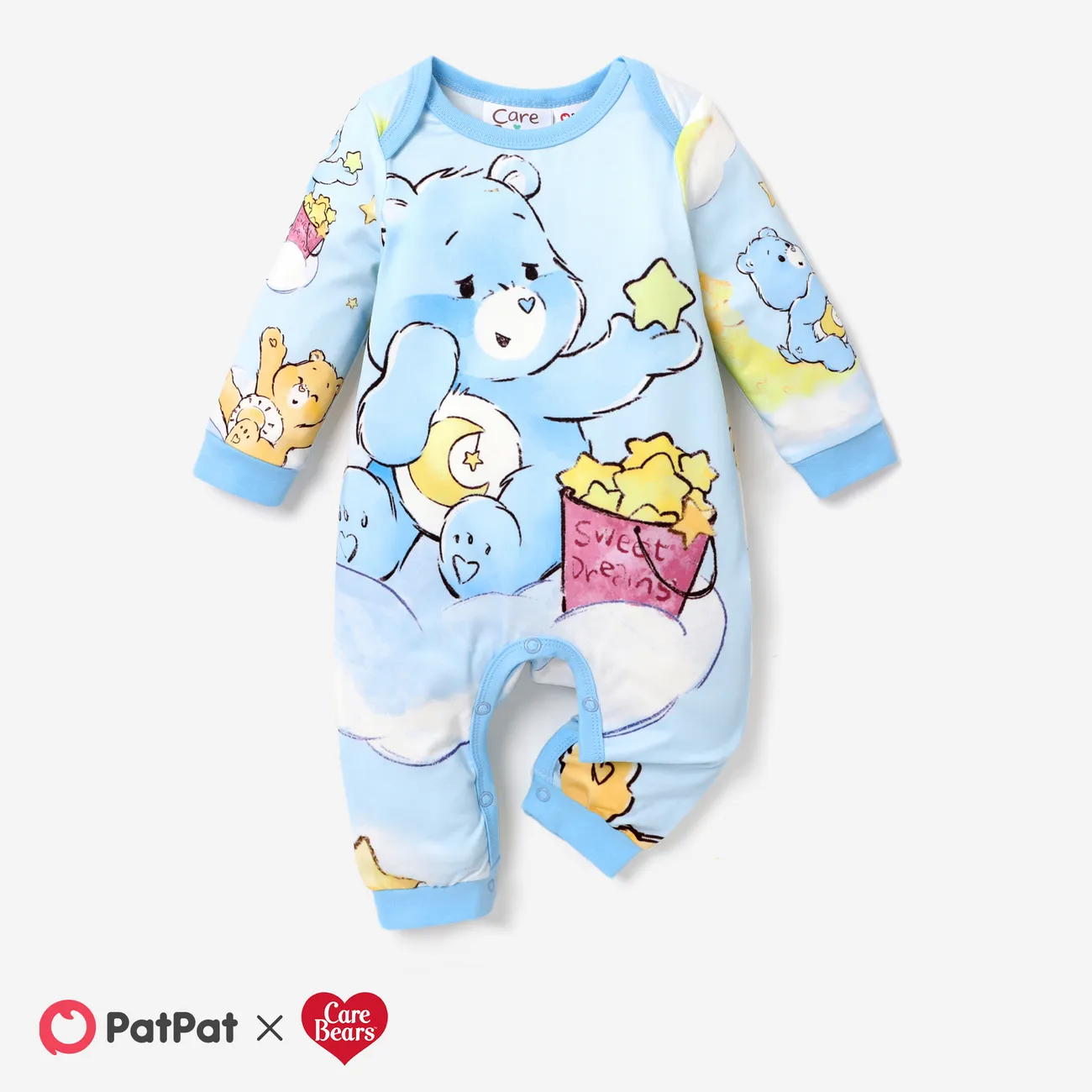 Care Bears Baby Girl/Boy Character Print Long-sleeve Cute Onesies Blue big image 1