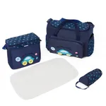 4-piece multifunctional fashionable maternity bag with compartments and bottle cover Dark Blue