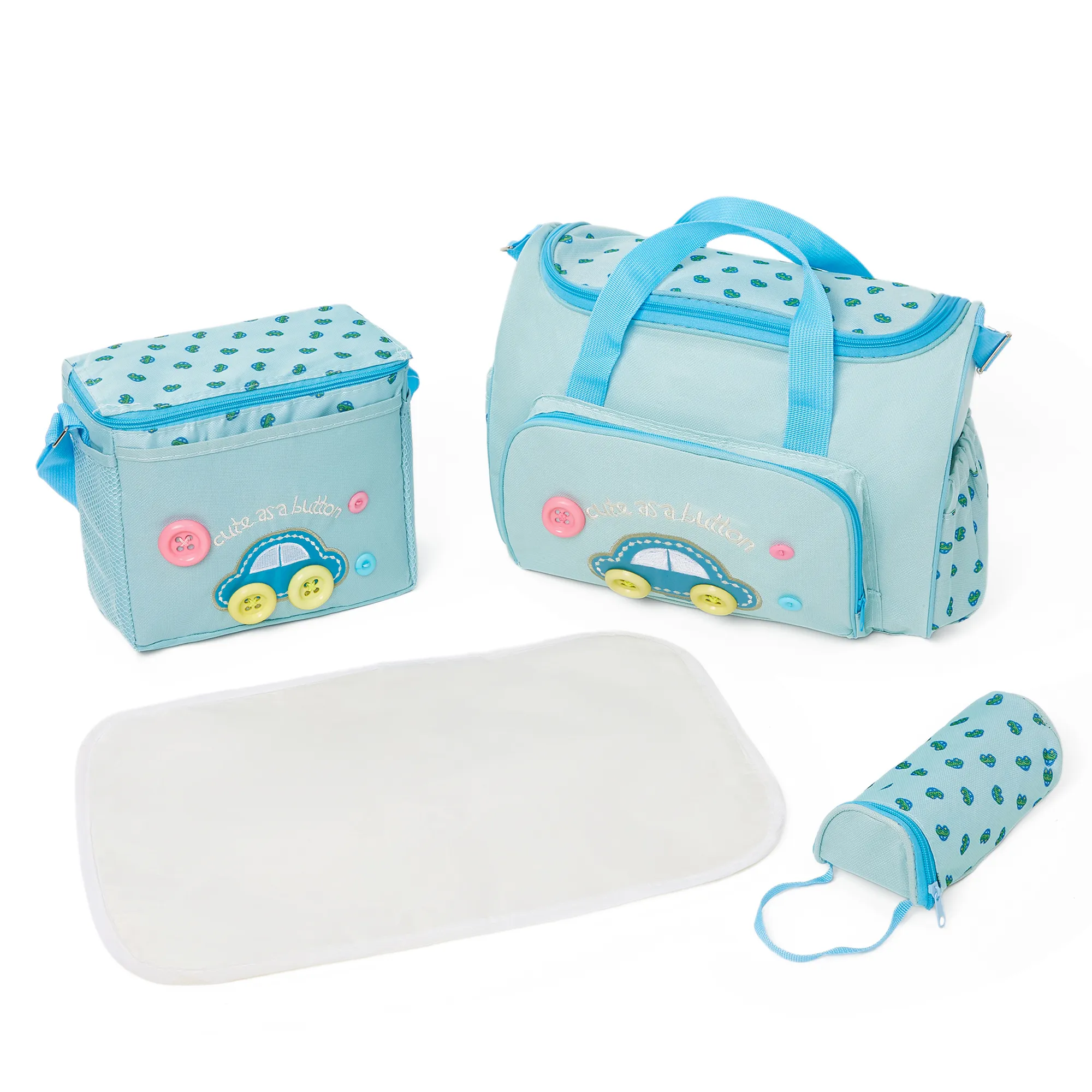 Saco de fraldas unissex de cor sólida para saídas de mamãe - Impermeável e Durável. Azul