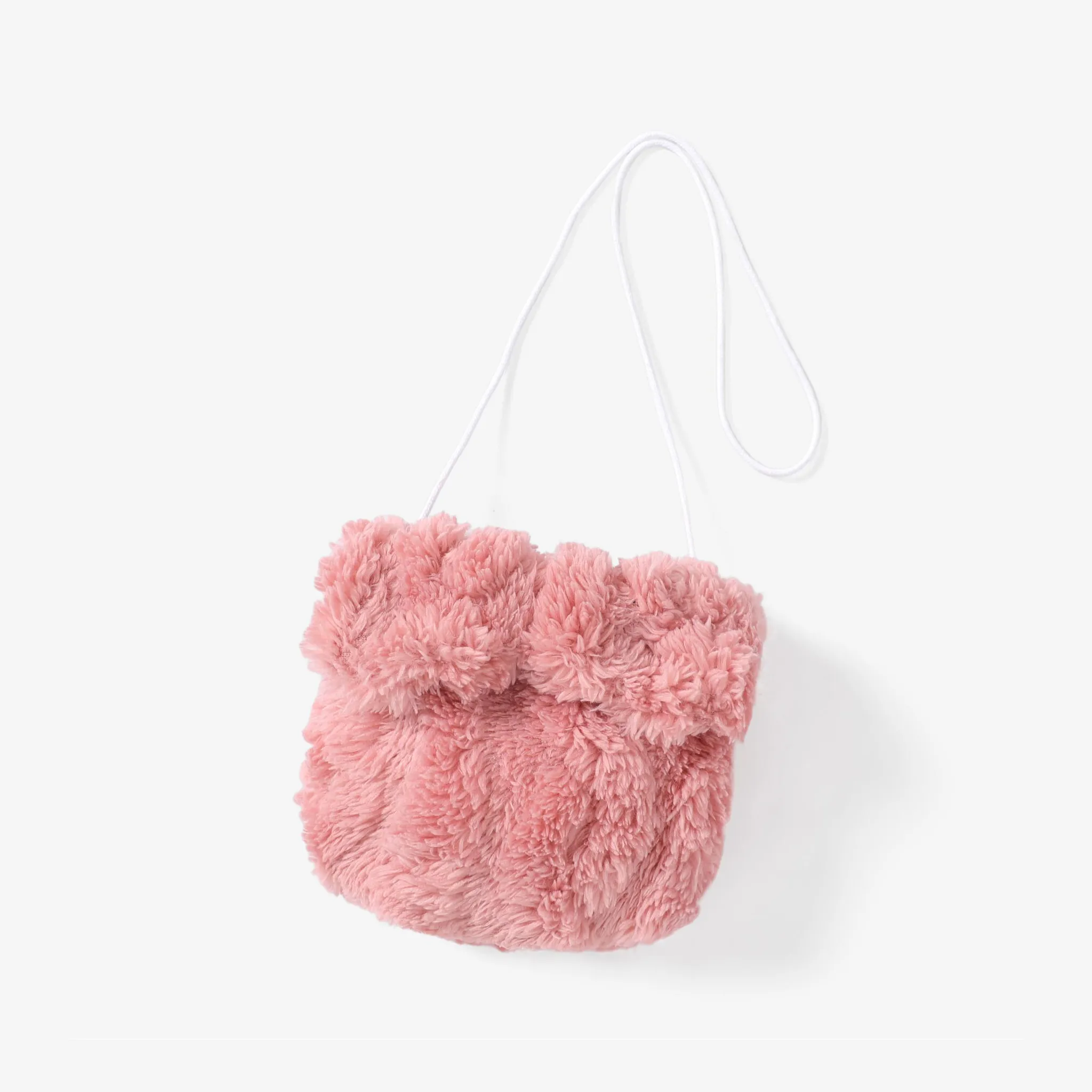 2pcs Toddler Girl Solid color Fuzzy Zipper Hooded Dress Set with Cute Bag Pink image 3
