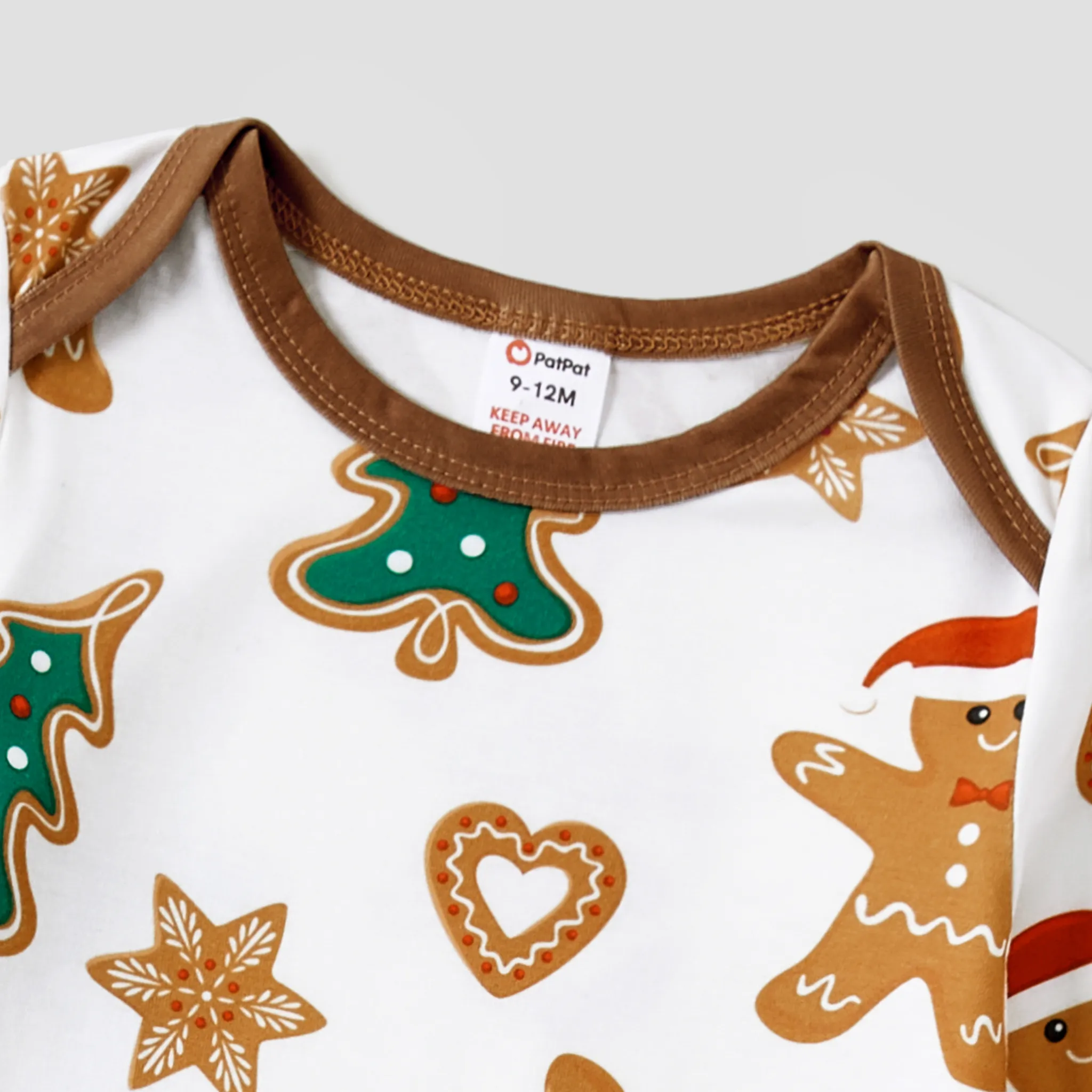 Christmas Family Matching Cartoon Gingerbread Man and Tree All-over Print Long-sleeve Pajamas Sets(Flame resistant) Coffee image 3