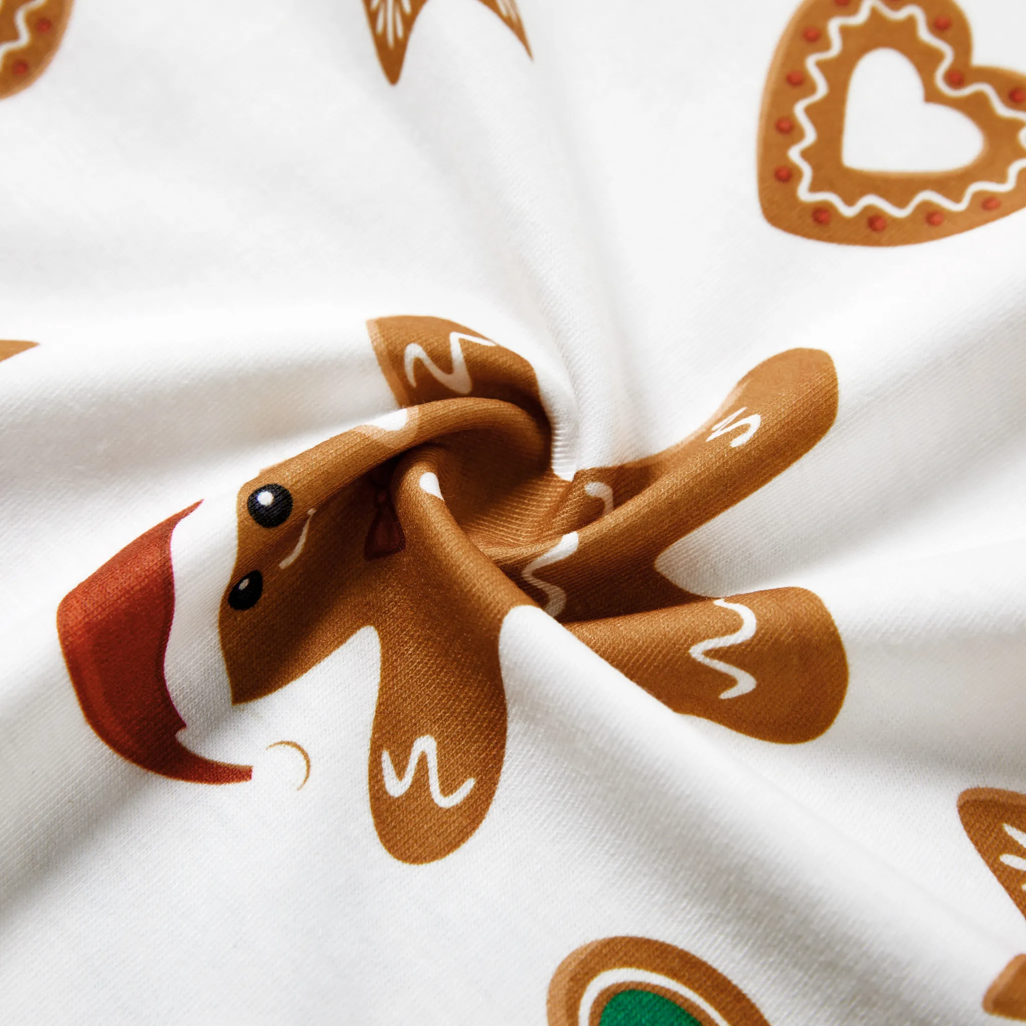Christmas Family Matching Cartoon Gingerbread Man and Tree All-over Print Long-sleeve Pajamas Sets(Flame resistant) Coffee image 6