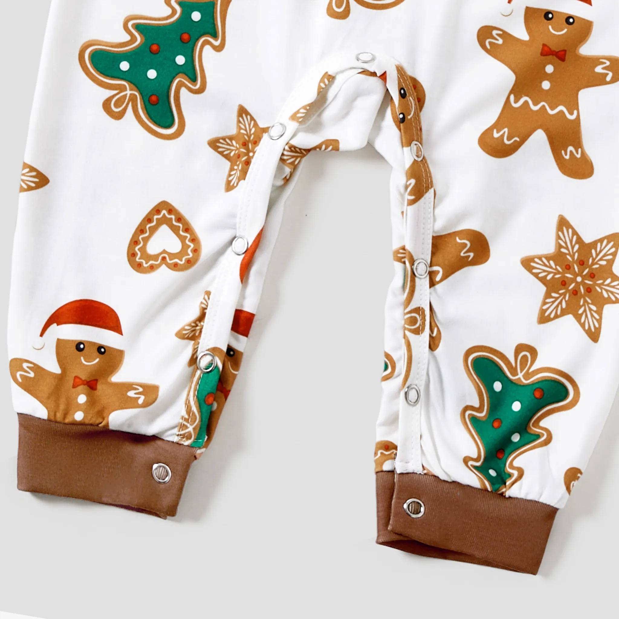 Christmas Family Matching Cartoon Gingerbread Man and Tree All-over Print Long-sleeve Pajamas Sets(Flame resistant) Coffee image 5