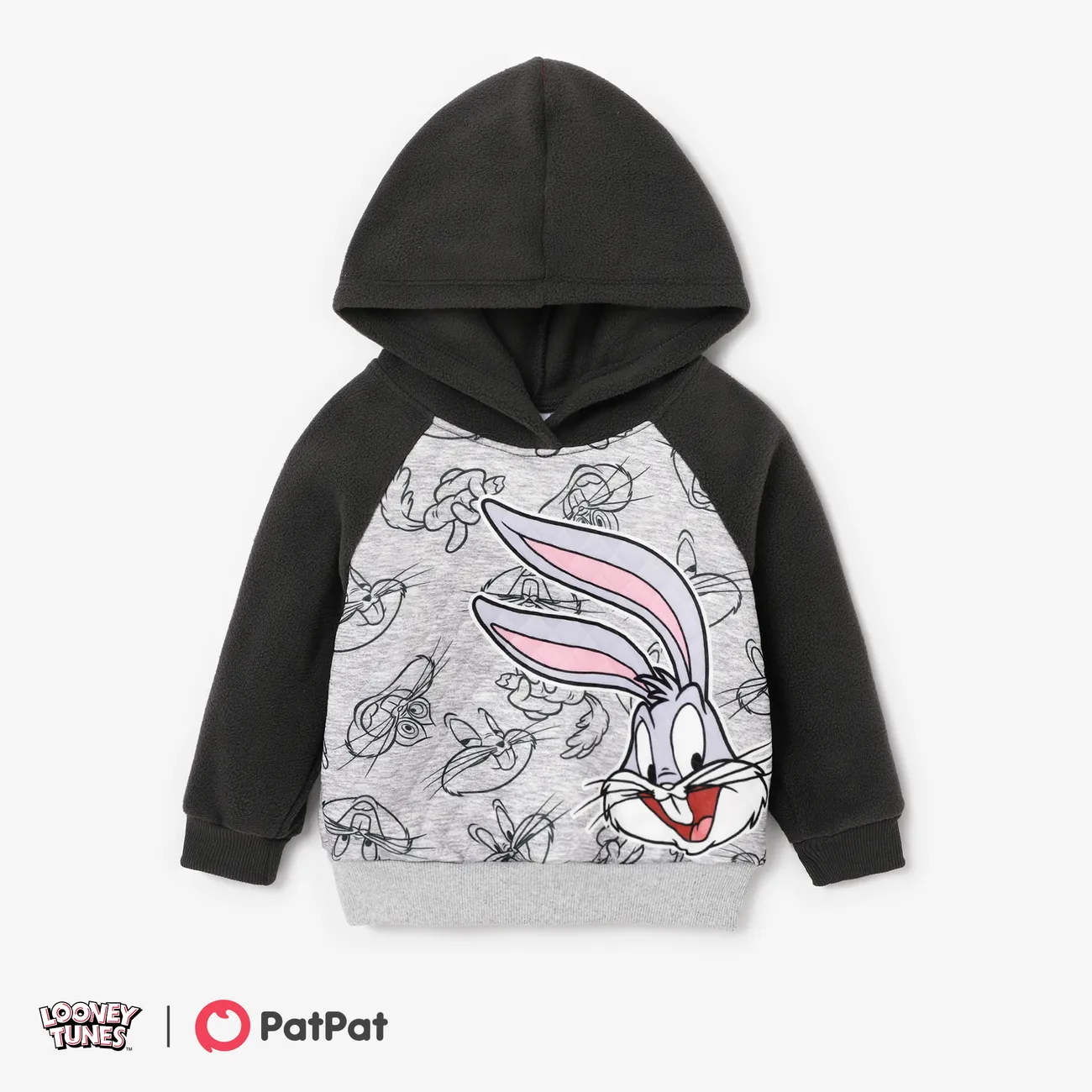 Looney Tunes Toddler Boy/Girl Character Print Polar Fleece Hoodies Grey big image 1