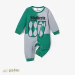 Harry Potter Baby Boy Colorblock Big Graphic Long-sleeve Jumpsuit Green*