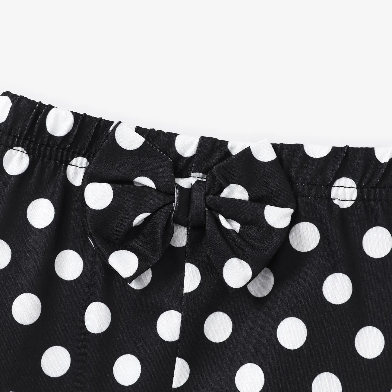 Baby Girl Bow Front Polka Dots Pants Leggings Black big image 1