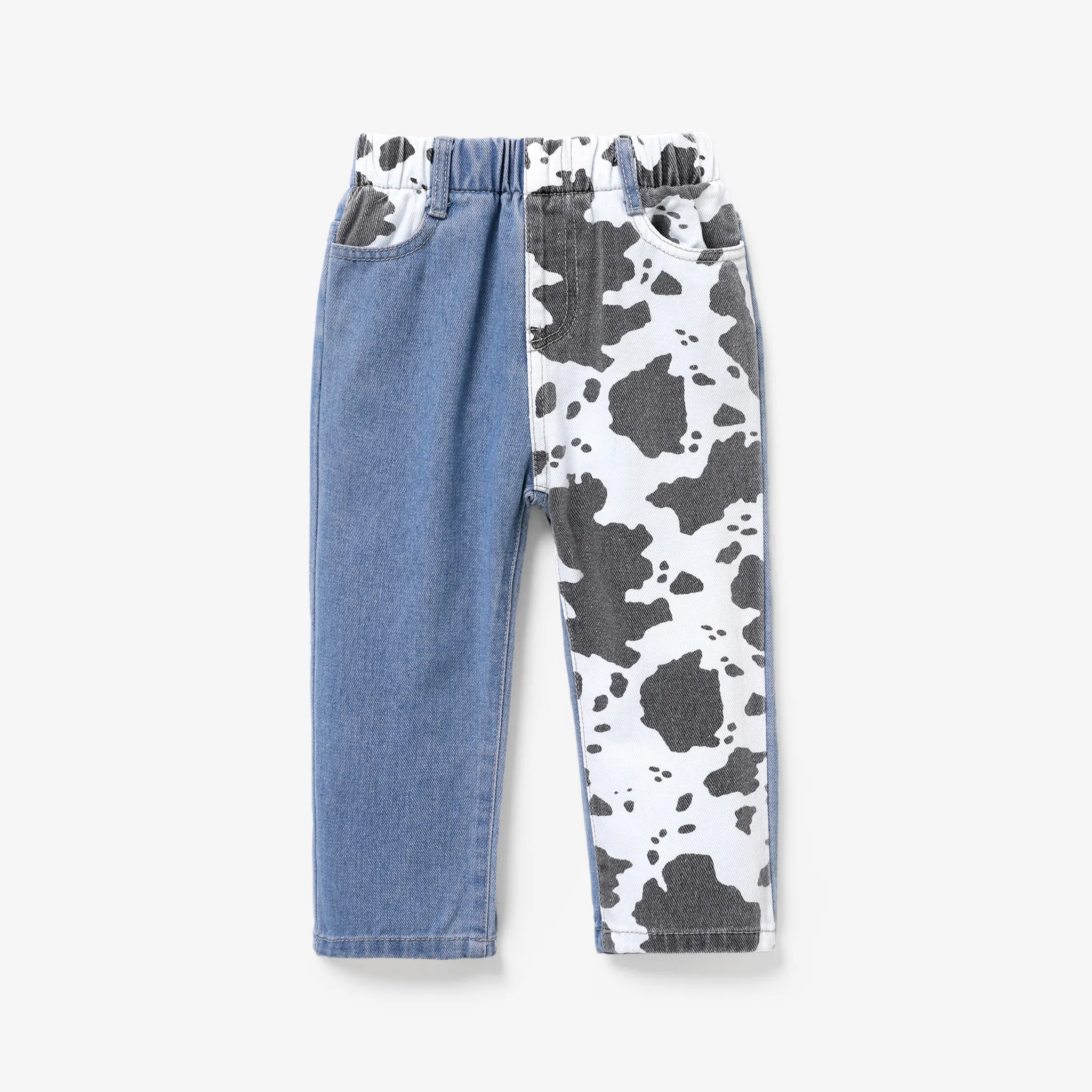 Toddler Girl/Boy Leopard Cow Animal Print Colorblock Jeans 