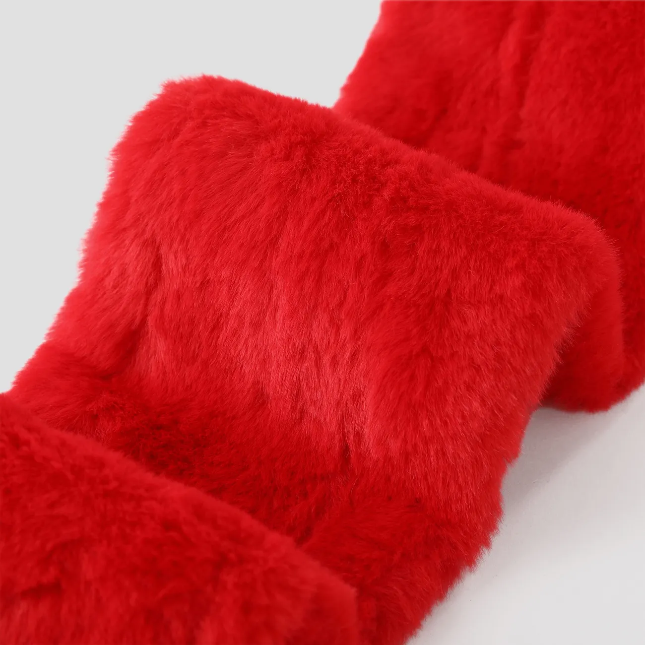 Children's Christmas imitation rabbit fur warm scarf Red big image 1