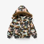 Toddler/Kid Boys Sporty Solid color/Camouflage Big Fuzzy Hooded Cotton Jacket Camouflage