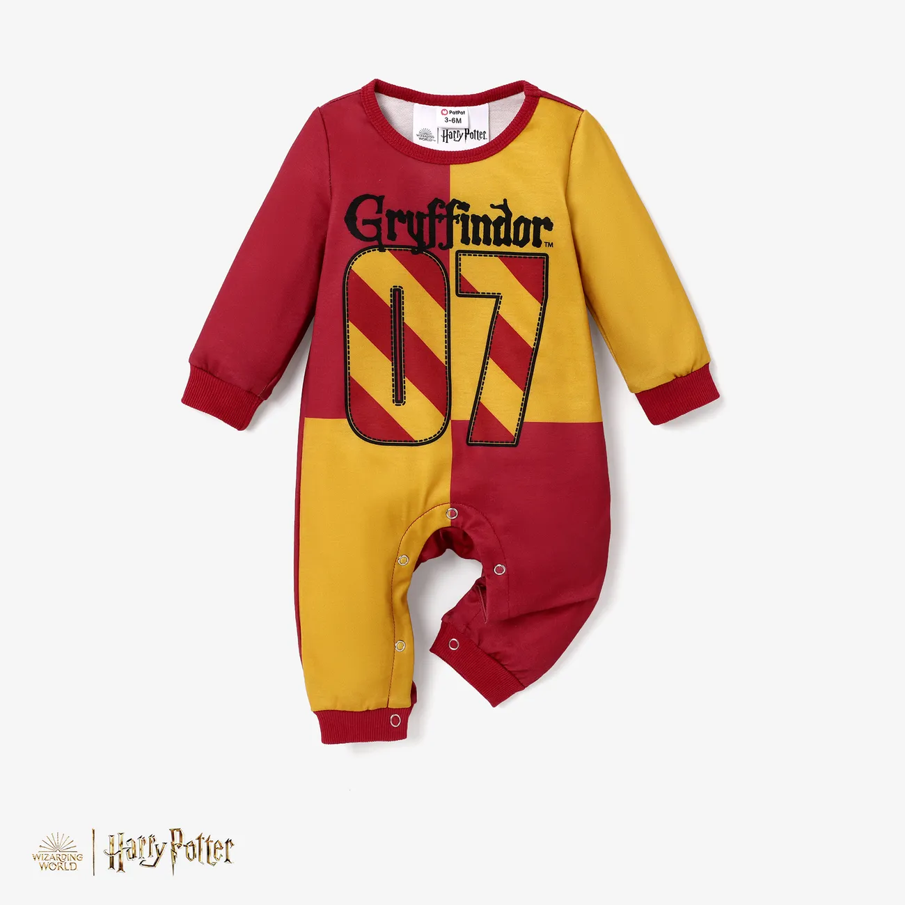 Harry Potter Baby Boy Colorblock Big Graphic Long-sleeve Jumpsuit CarmineRed big image 1