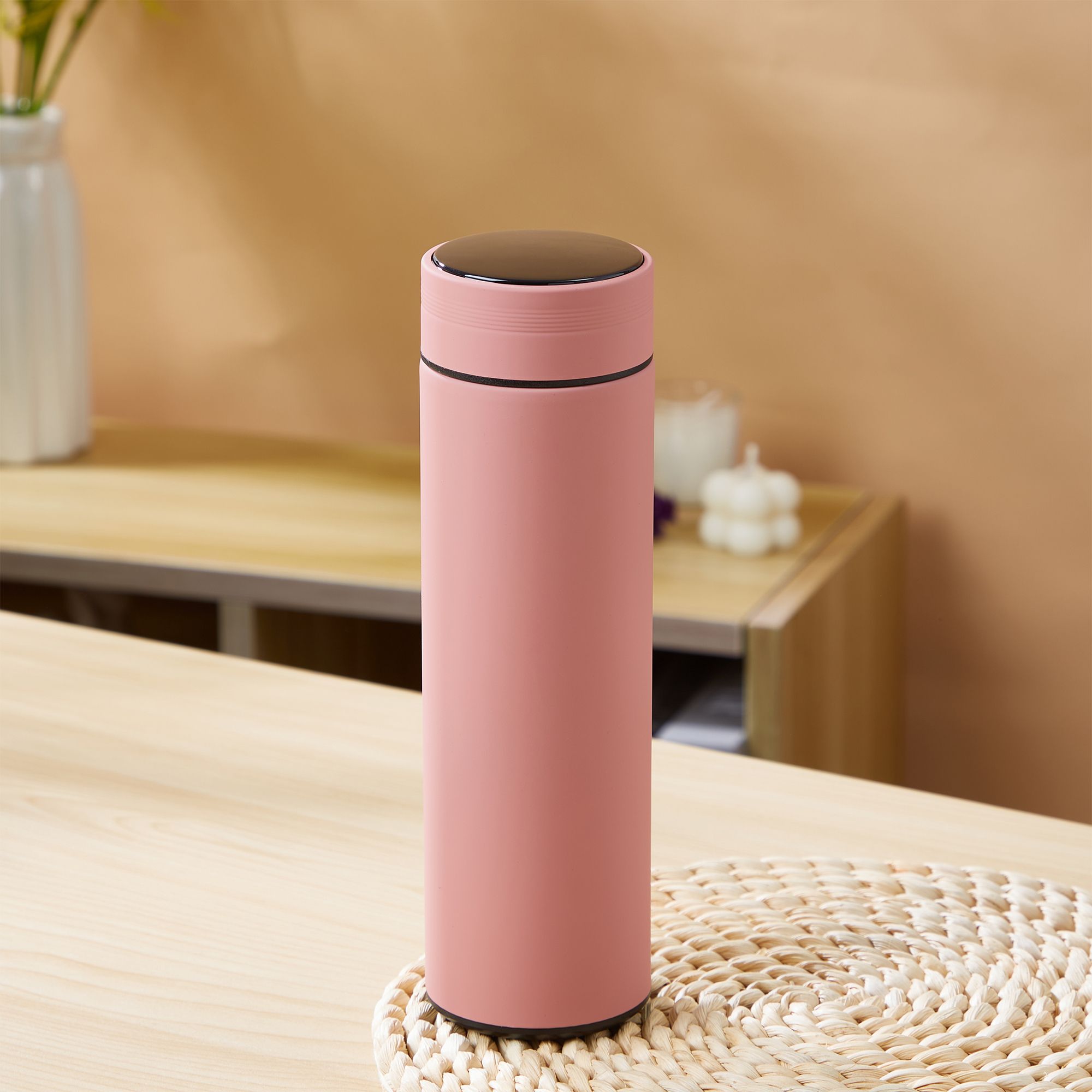 Morandi Color Stainless Steel Thermos Bottle With Intelligent Temperature Measurement Function