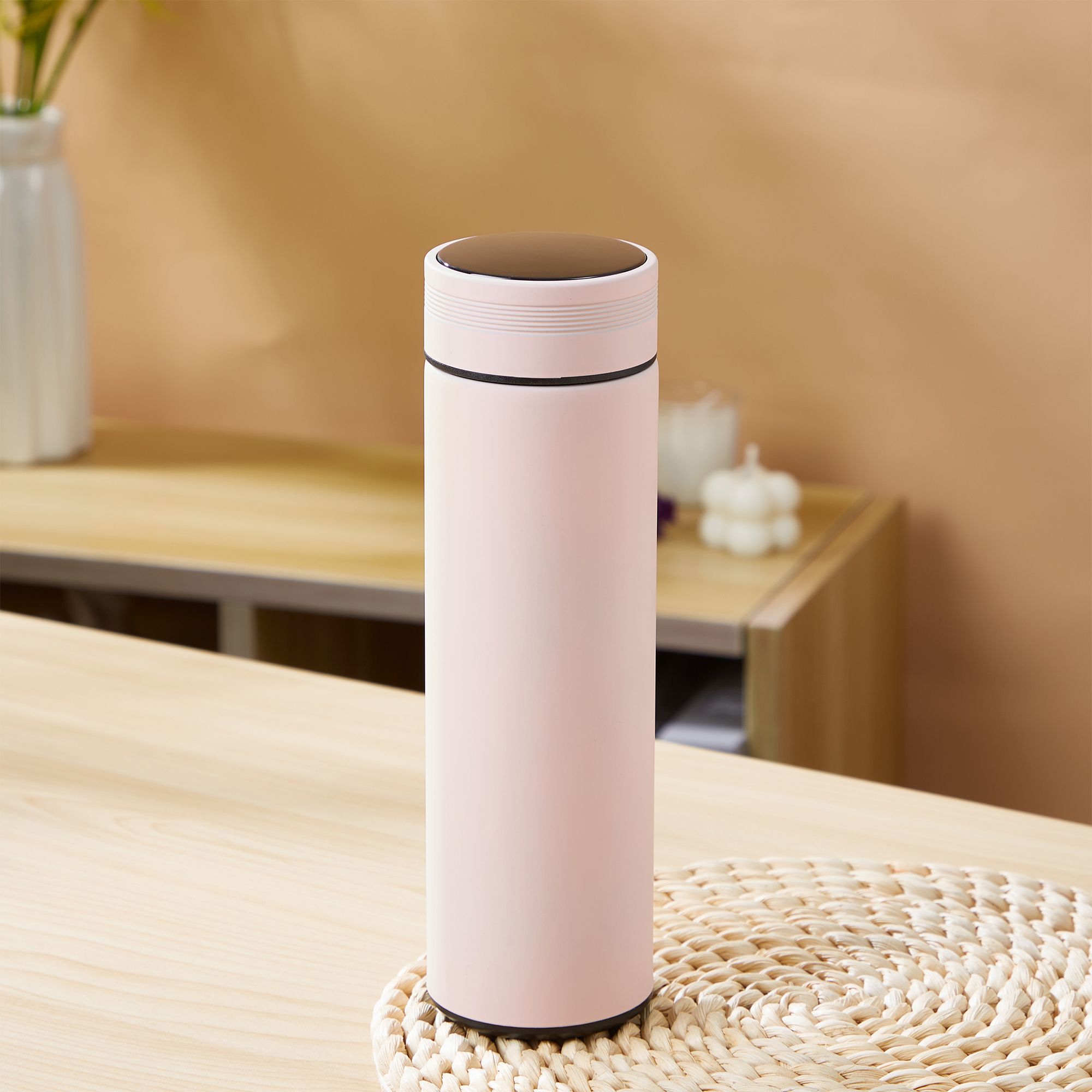 Morandi Color Stainless Steel Thermos Bottle With Intelligent Temperature Measurement Function
