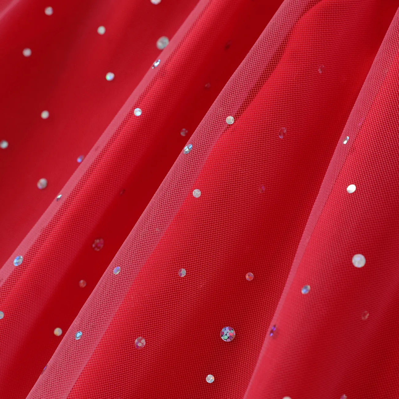 2pcs Kid Girls Sweet Puff Sleeve Multi-layered Star Mesh Dress  Red big image 1