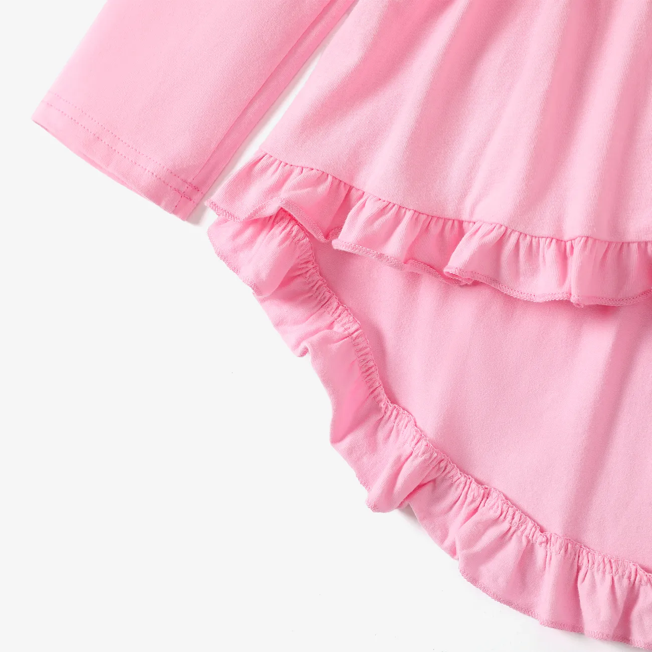 2件 大童 套裝 女 植物花卉 立體造型 長袖長褲套裝 粉色 big image 1
