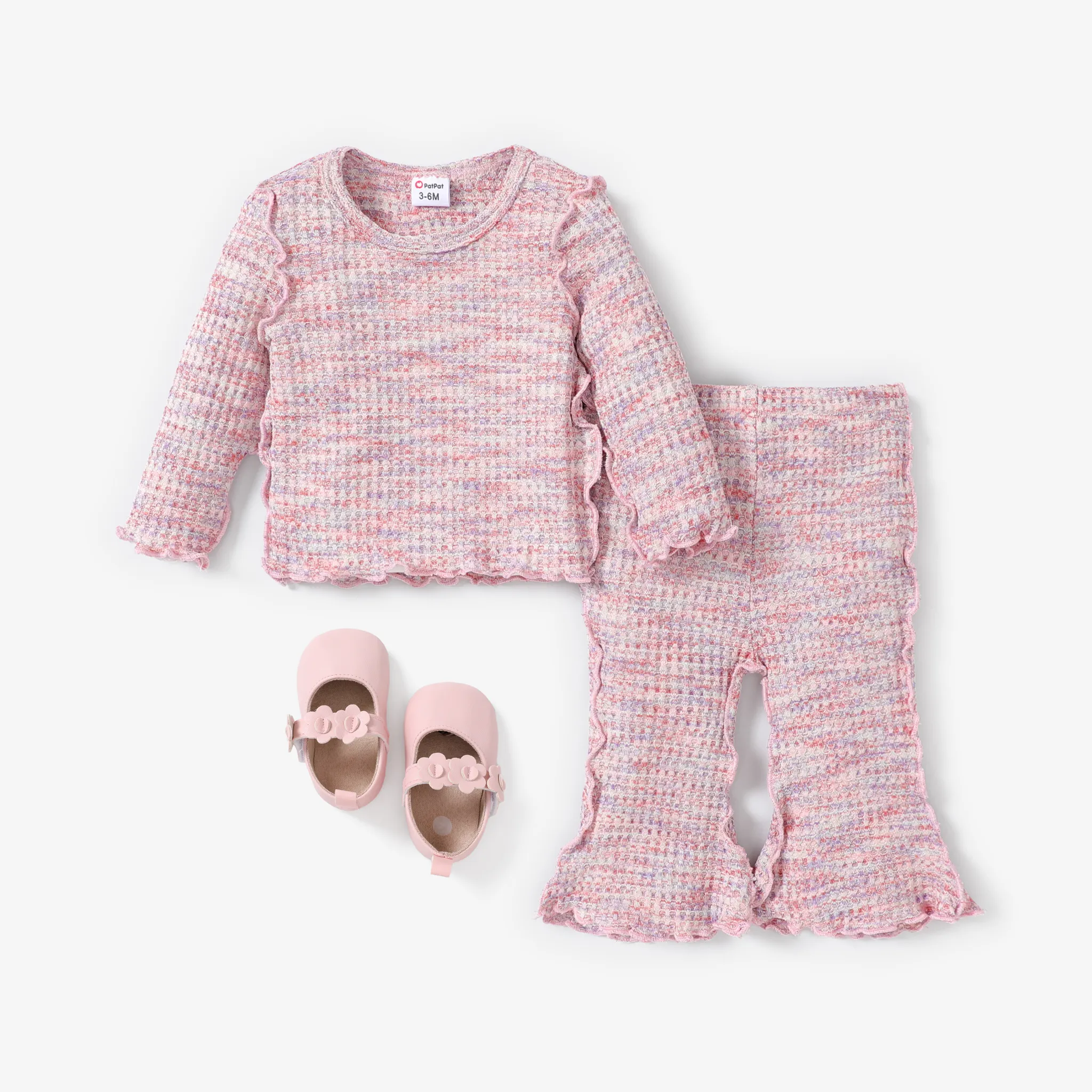 2pcs Baby Girl's Solid color Sweet Agaric Edge Set