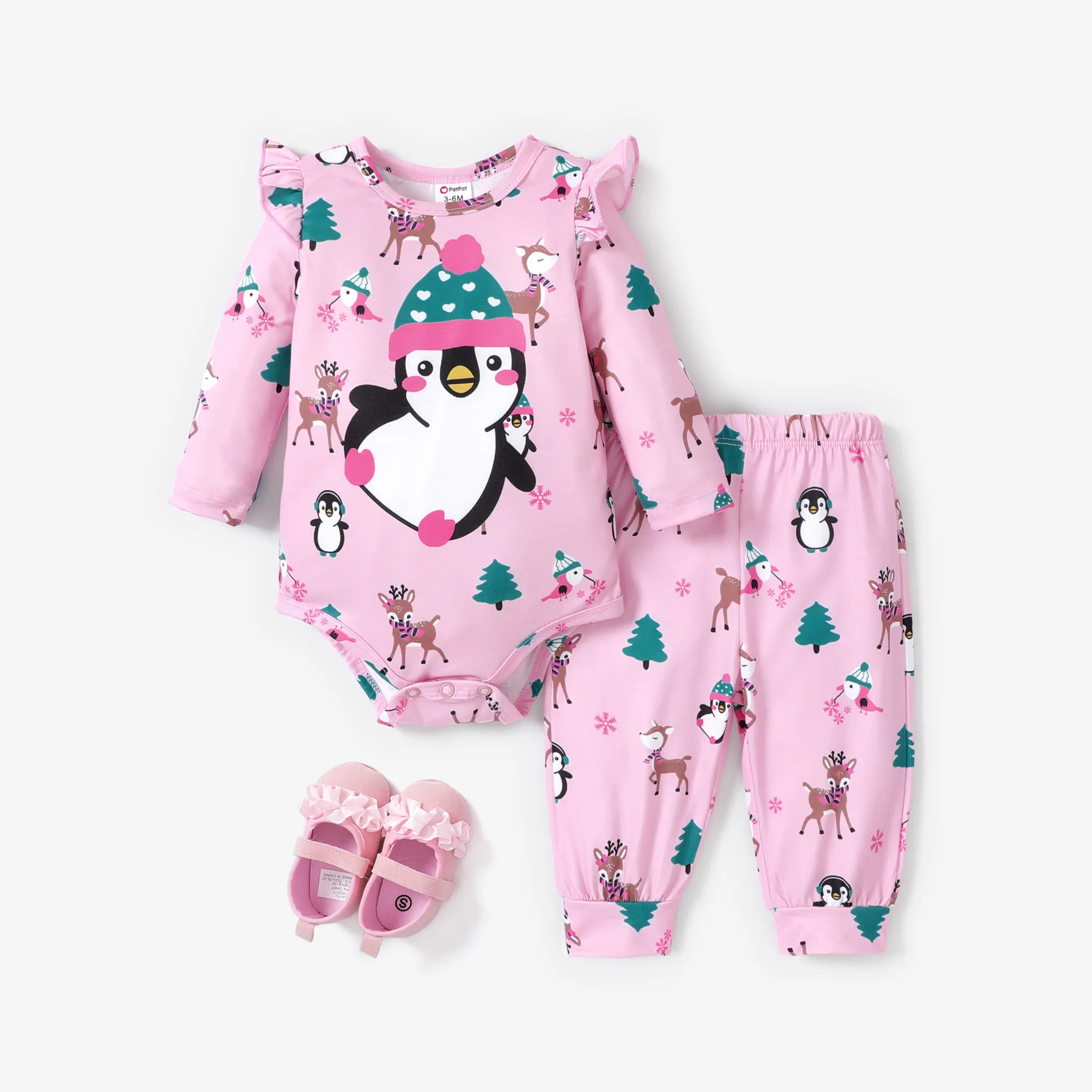 2pcs Bébé Fille Sweet Penguine Animal Motif Ensemble