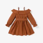 Toddler Girl Solid Belted Ruffled Off-Shoulder Slip Dress   image 2