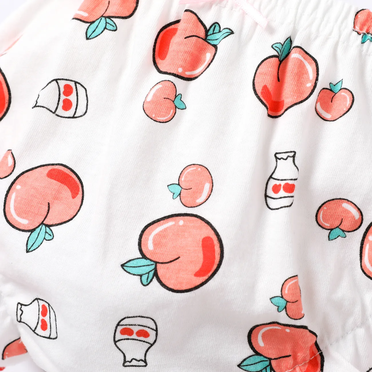 مجموعة ملابس داخلية للفتيات بحواف فطرية ومصنوعة من 100٪ قطن، تحتوي على فواكه وخضروات حلوة. زهري big image 1
