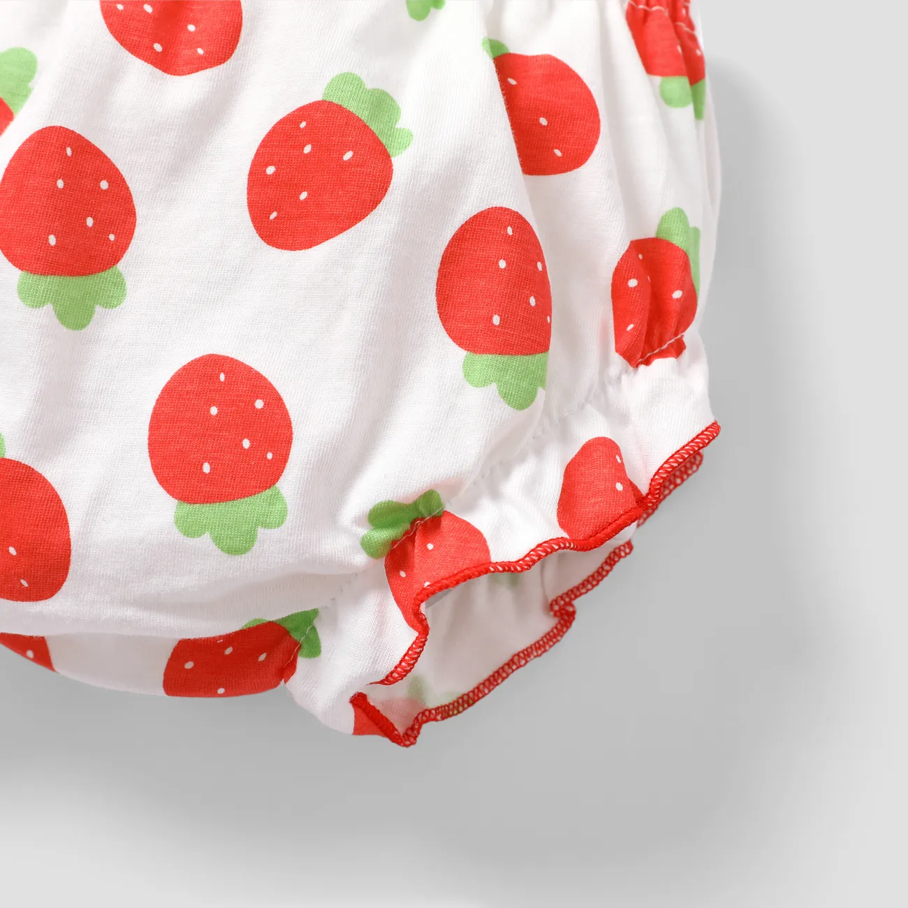 مجموعة ملابس داخلية للفتيات بحواف فطرية ومصنوعة من 100٪ قطن، تحتوي على فواكه وخضروات حلوة. أحمر big image 1