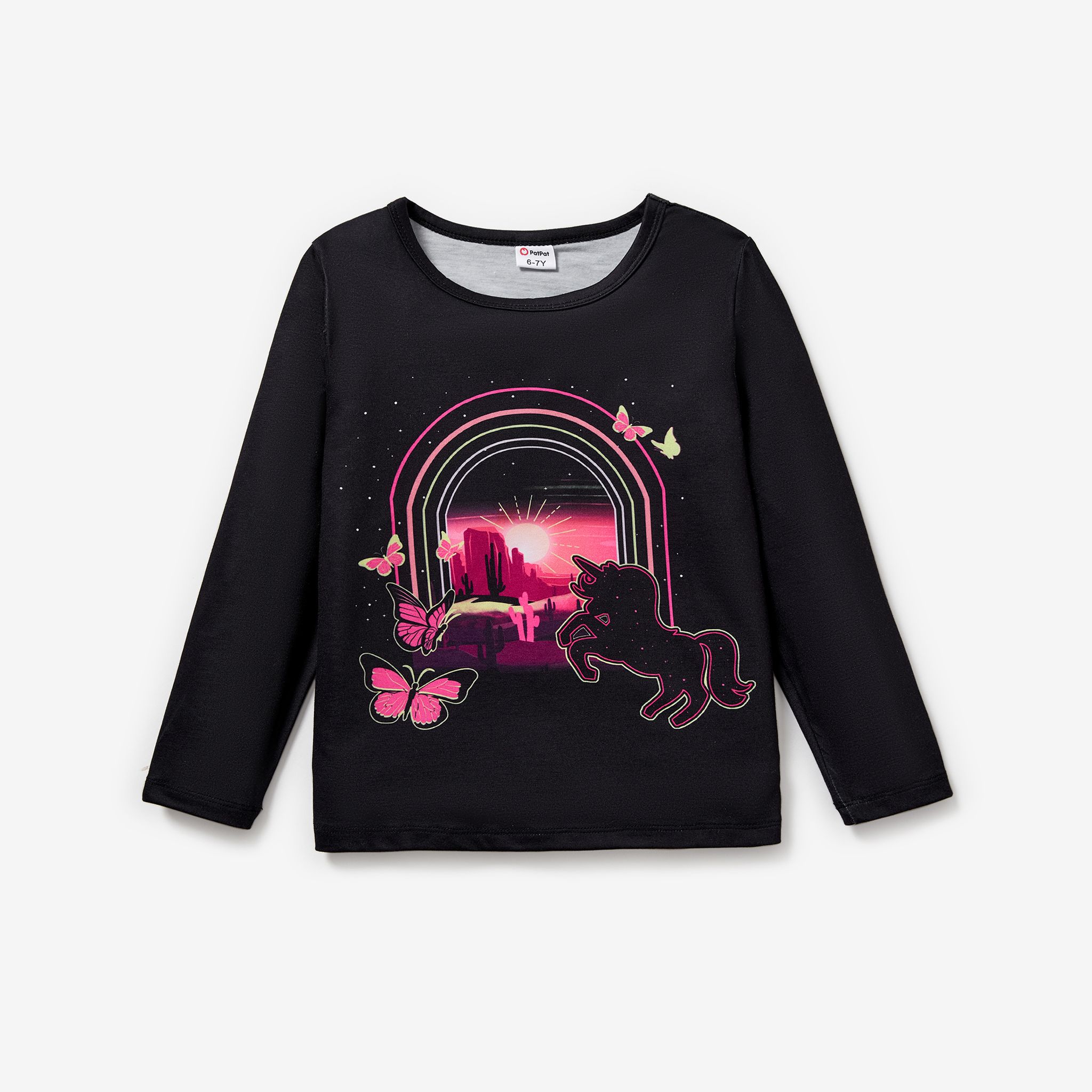 Kid Girl Childlike Unicorn Animal Pattern T-Shirt