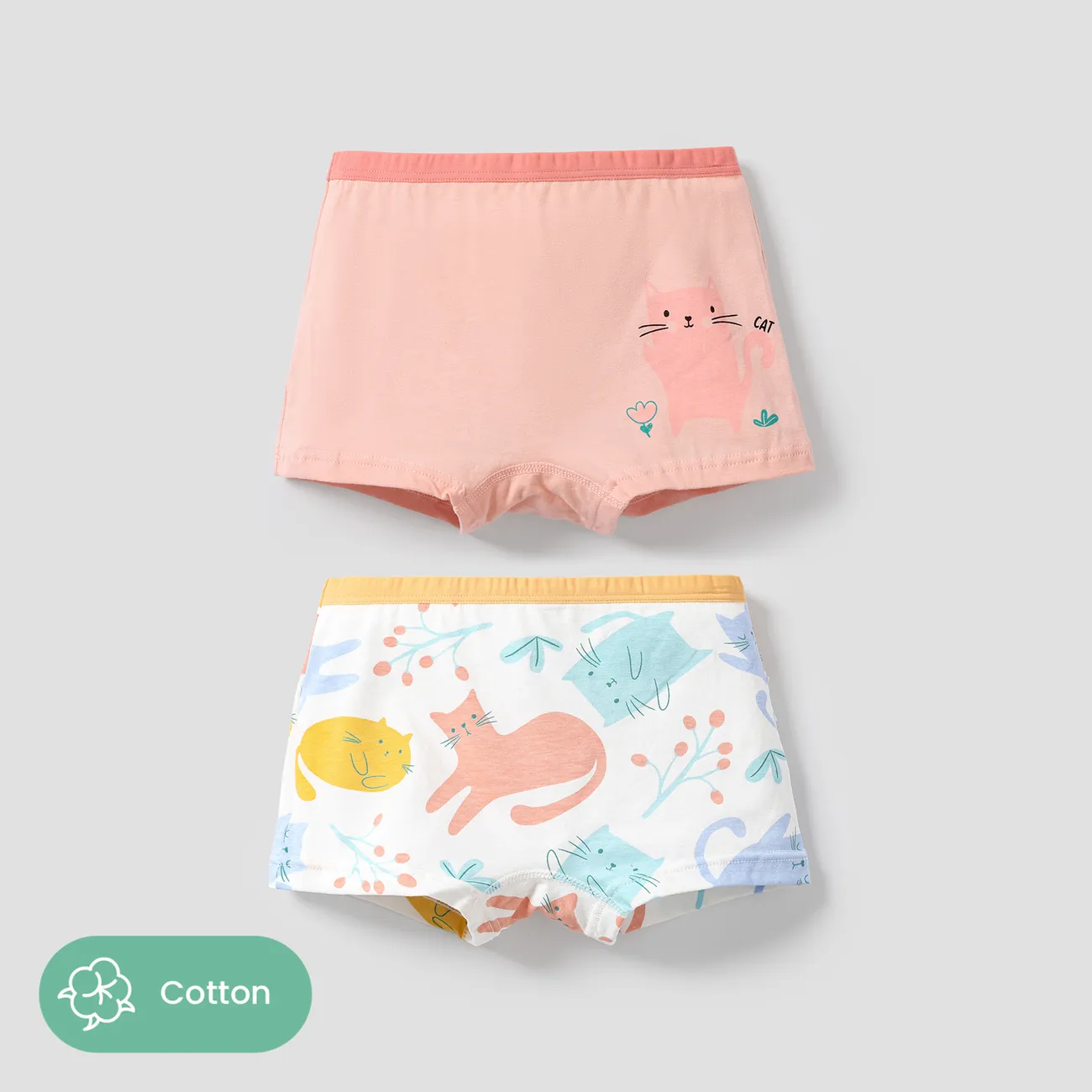 2-Pack Toddler/Kid Girl Animal-themed Cotton Fabric Stitching Underwear Pink big image 1