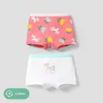 2-Pack Toddler/Kid Girl Animal-themed Cotton Fabric Stitching Underwear Red