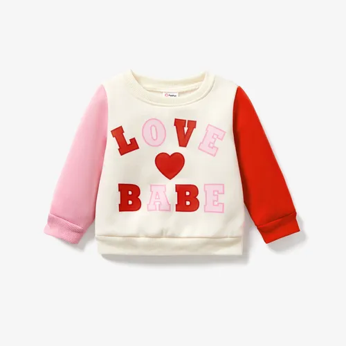 Baby Girl Avant-garde Heart-shaped Letter Stitching Pullover