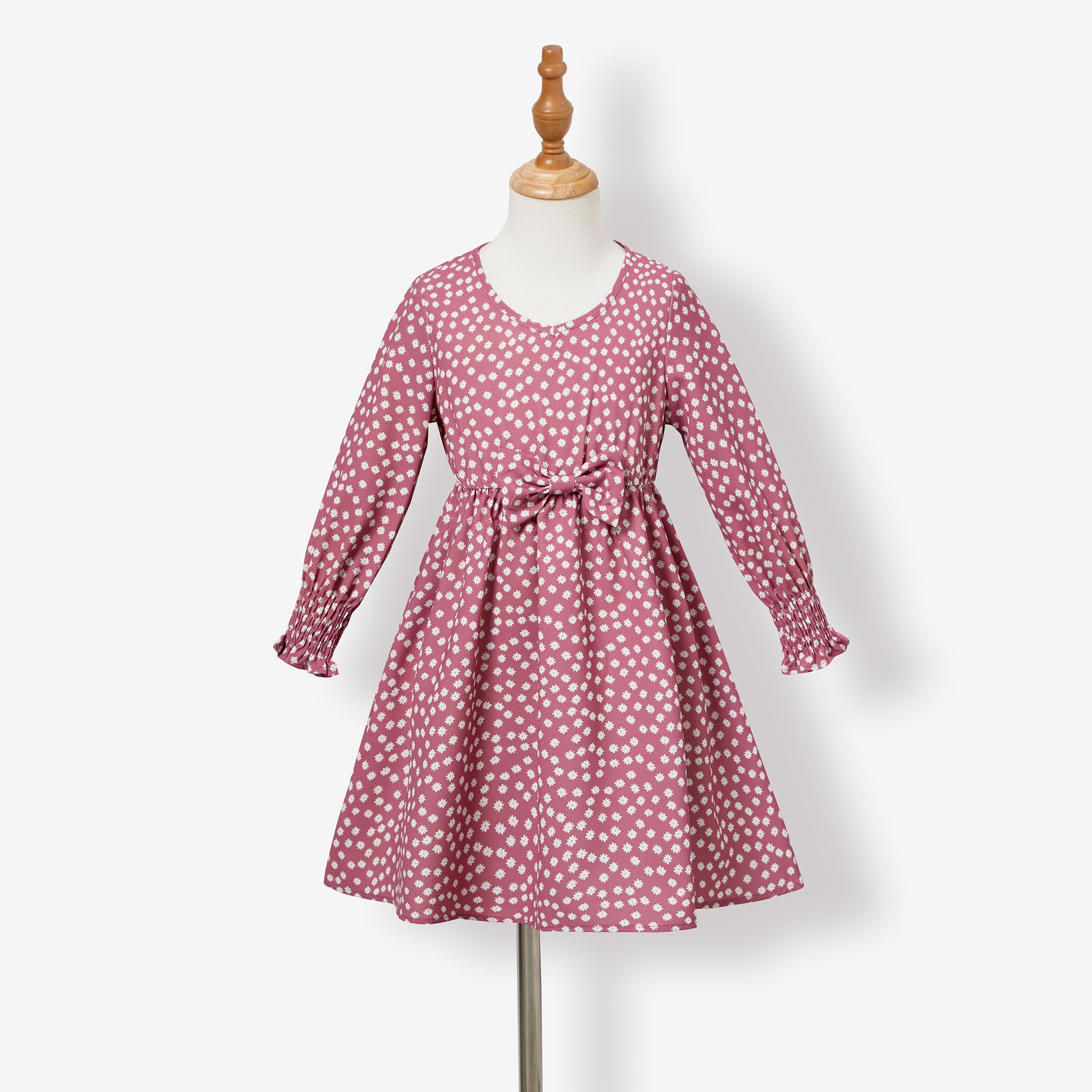 

Mommy and Me Polka Dots All-over Print V-neck Long Sleeve Dresses