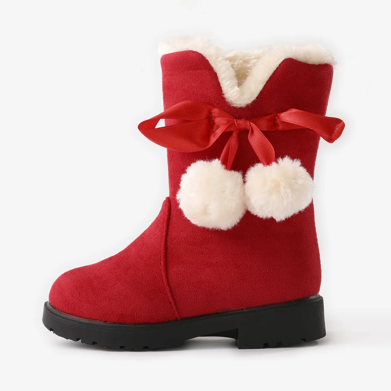 幼兒/孩子聖誕絨球裝飾紅色雪地靴 紅色 big image 1