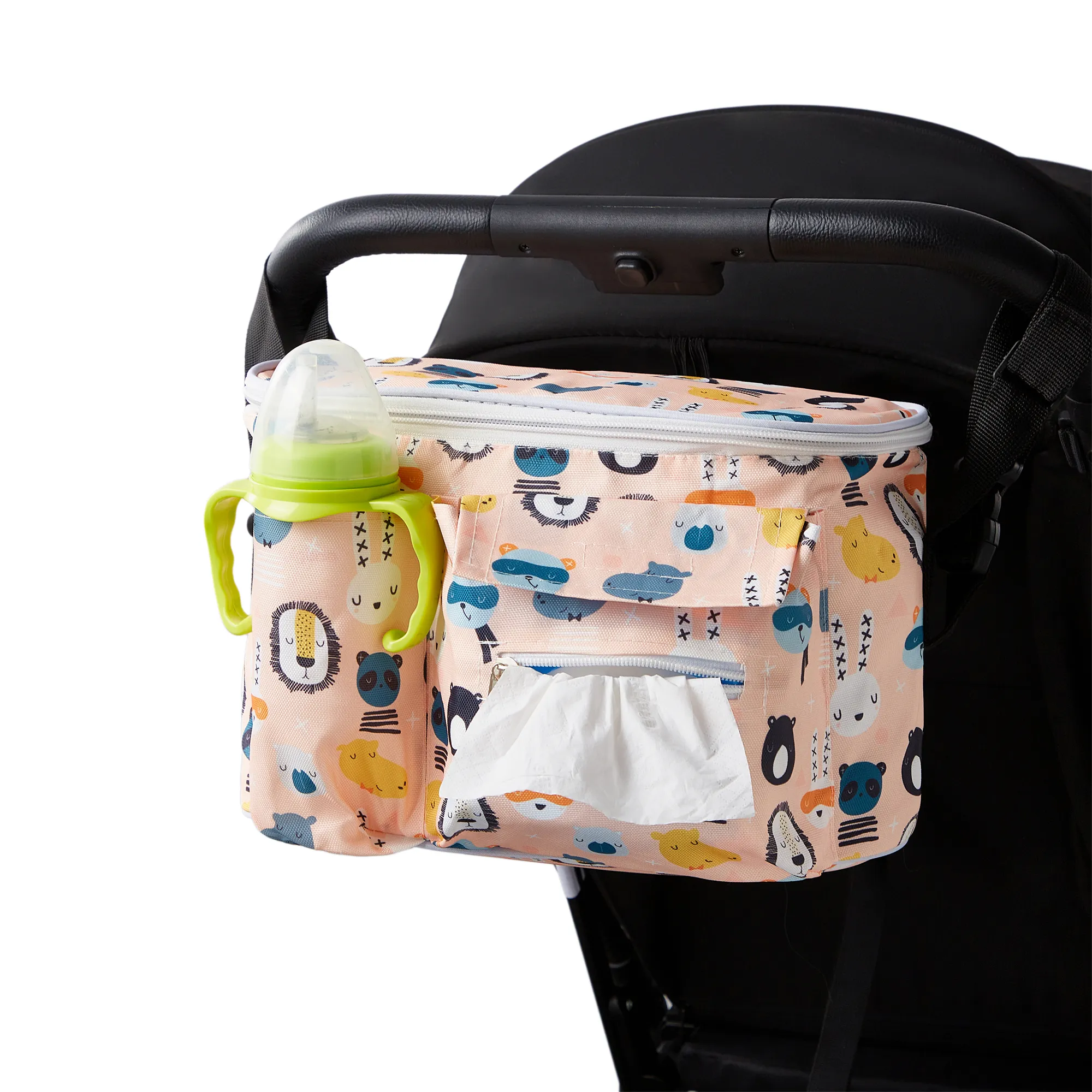 Baby Stroller Organizer Bag: Multifunctional Storage Solution for On-the-Go Moms Pink image 2