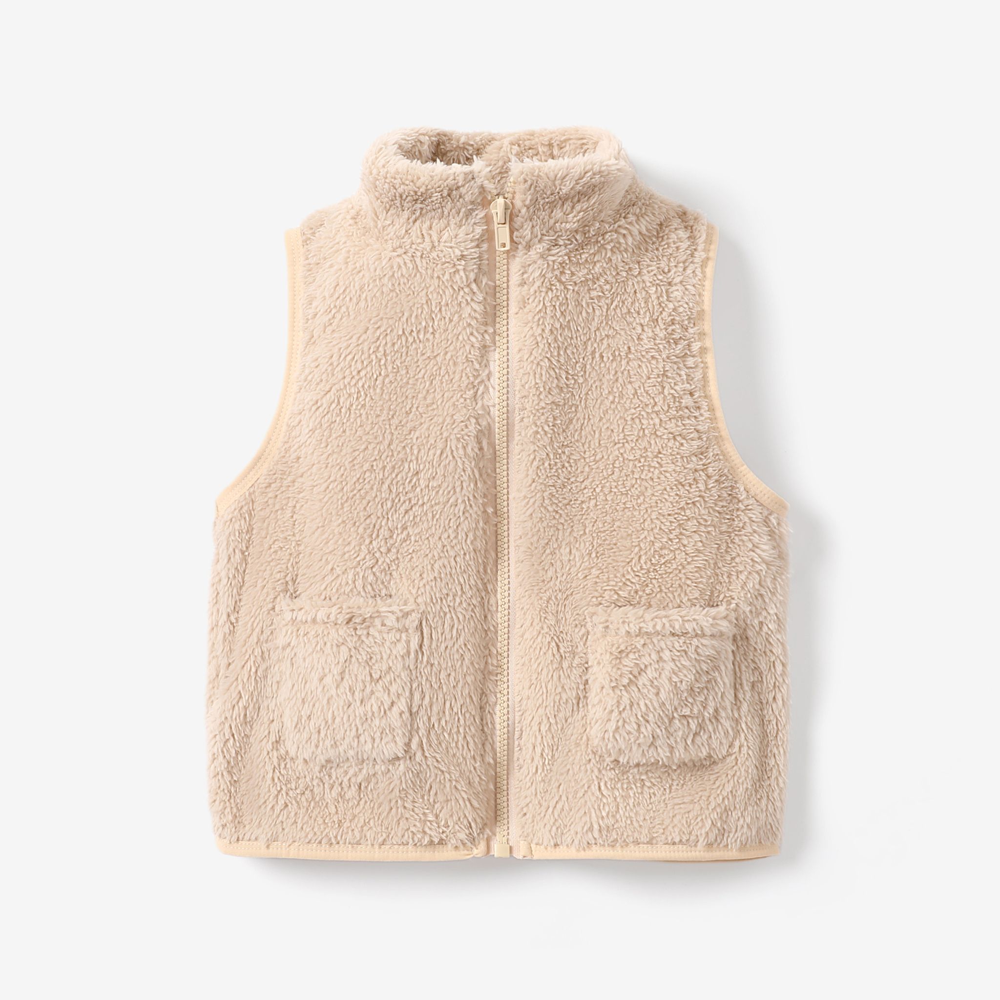 Toddler Girl/Boy Solid Zipper Plush Jacket