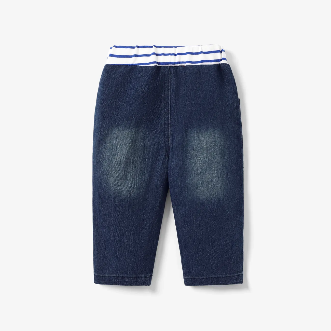 Baby Boy Childlike Vehicle Pattern Denim 100% Cotton Jeans Blue big image 1