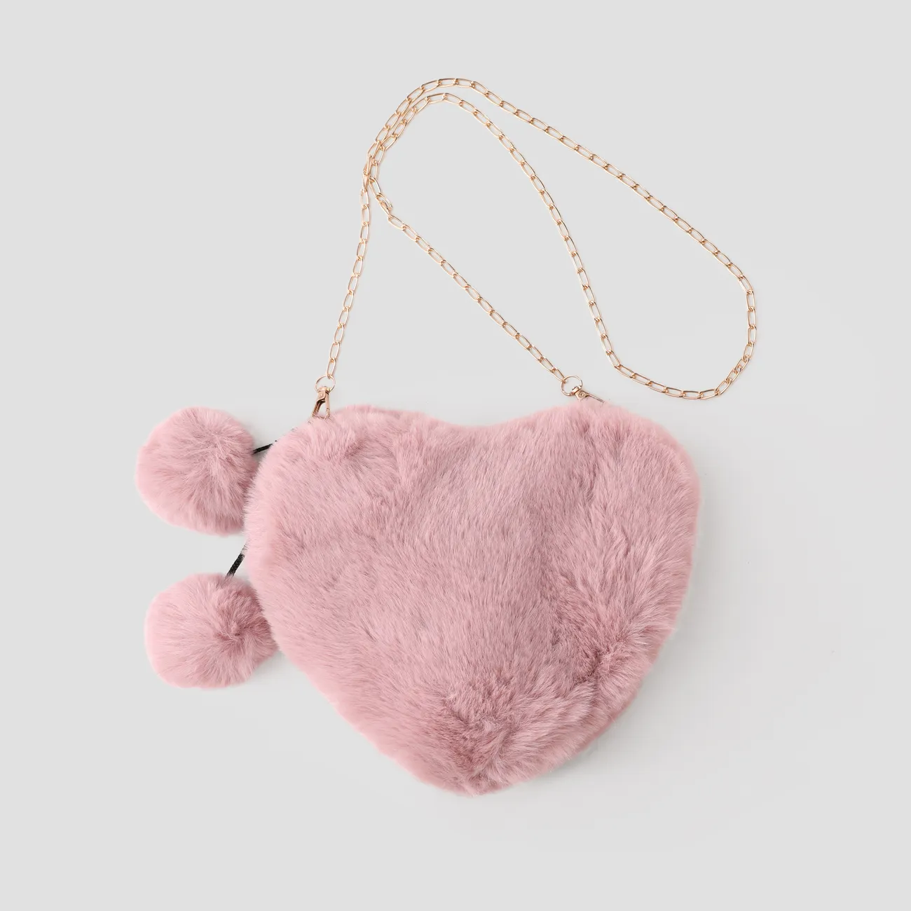 Children/adult Stylish Plush Heart Handbag Mauve Pink big image 1