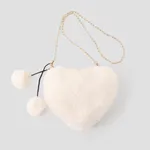 Children/adult Stylish Plush Heart Handbag Beige