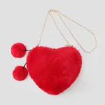 Children/adult Stylish Plush Heart Handbag Red