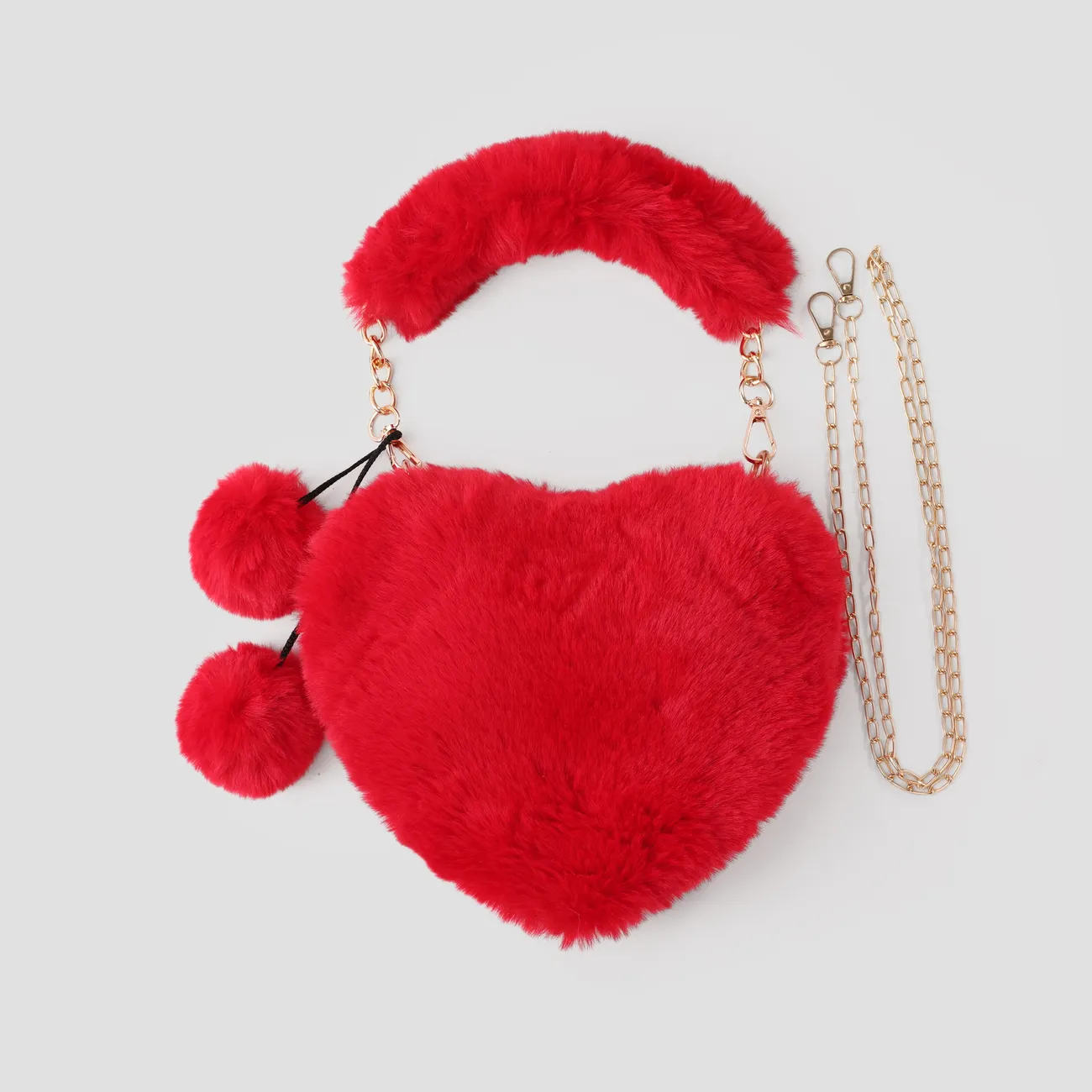 Children/adult Stylish Plush Heart Handbag Red big image 1