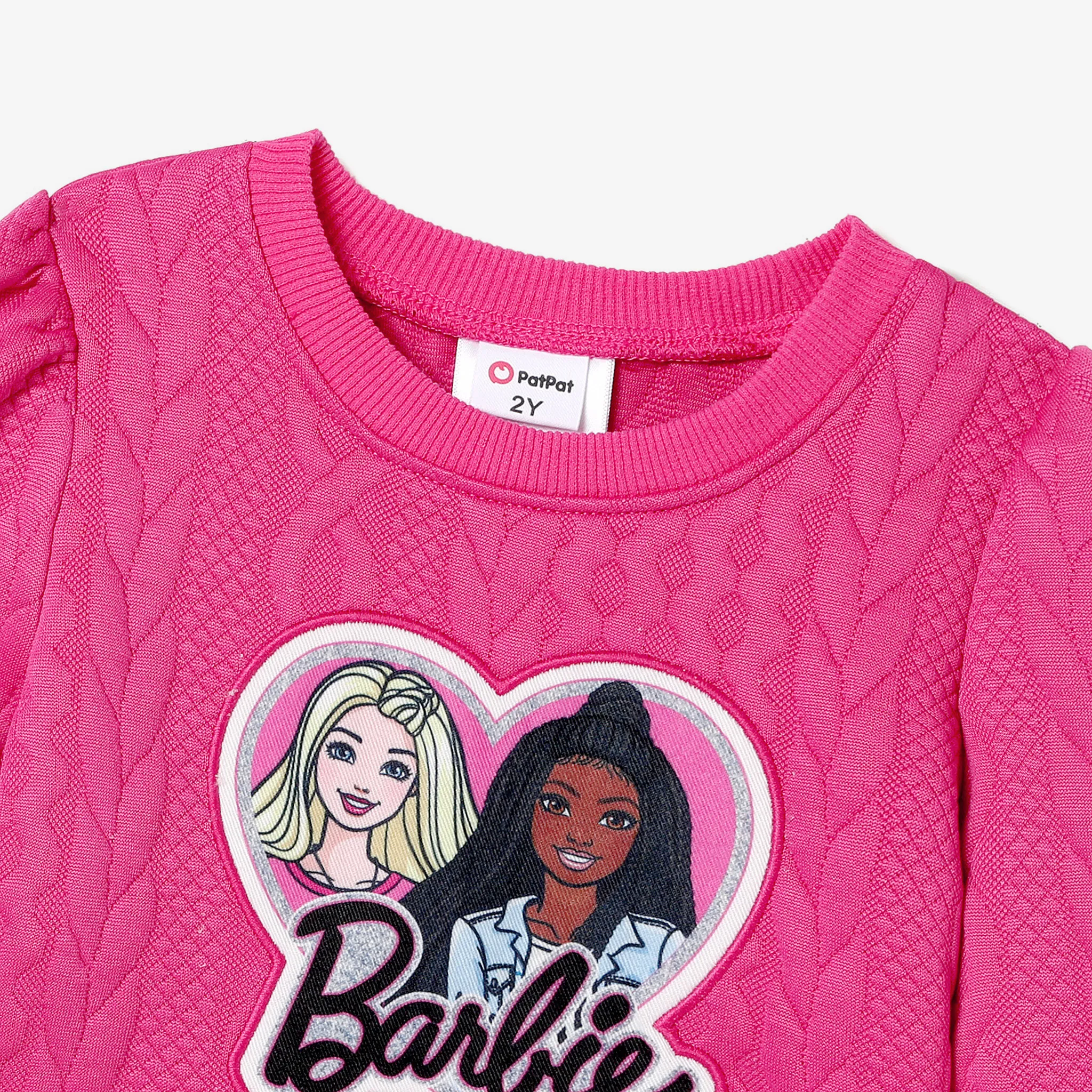 Barbie بدلة تنورة 2 - 6 سنوات حريمي كم طويل طية شخصيات زهري image 2