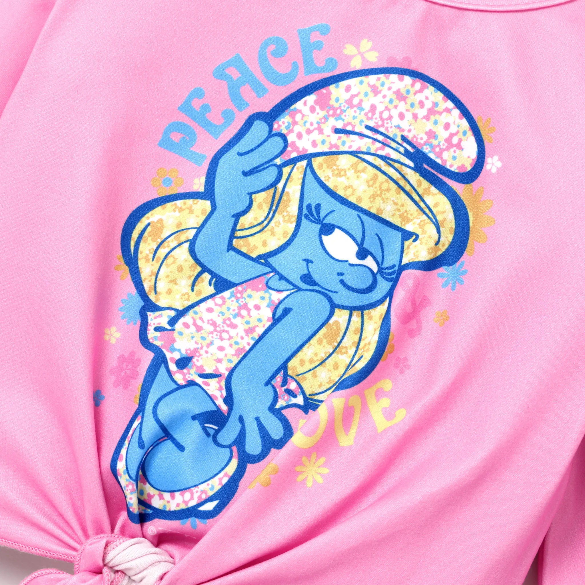 Smurfs Toddler Girl Knotted Top and Printed Flared Pants Pink image 3