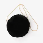 Toddler/kids/adult Simple round plush chain bag Black