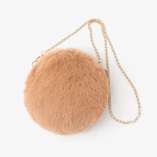 Toddler/kids/adult Simple round plush chain bag
