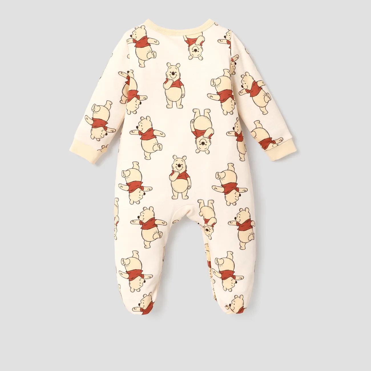 Disney Winnie the Pooh baby boy/girl character pattern leg-covered jumpsuit Apricot big image 1