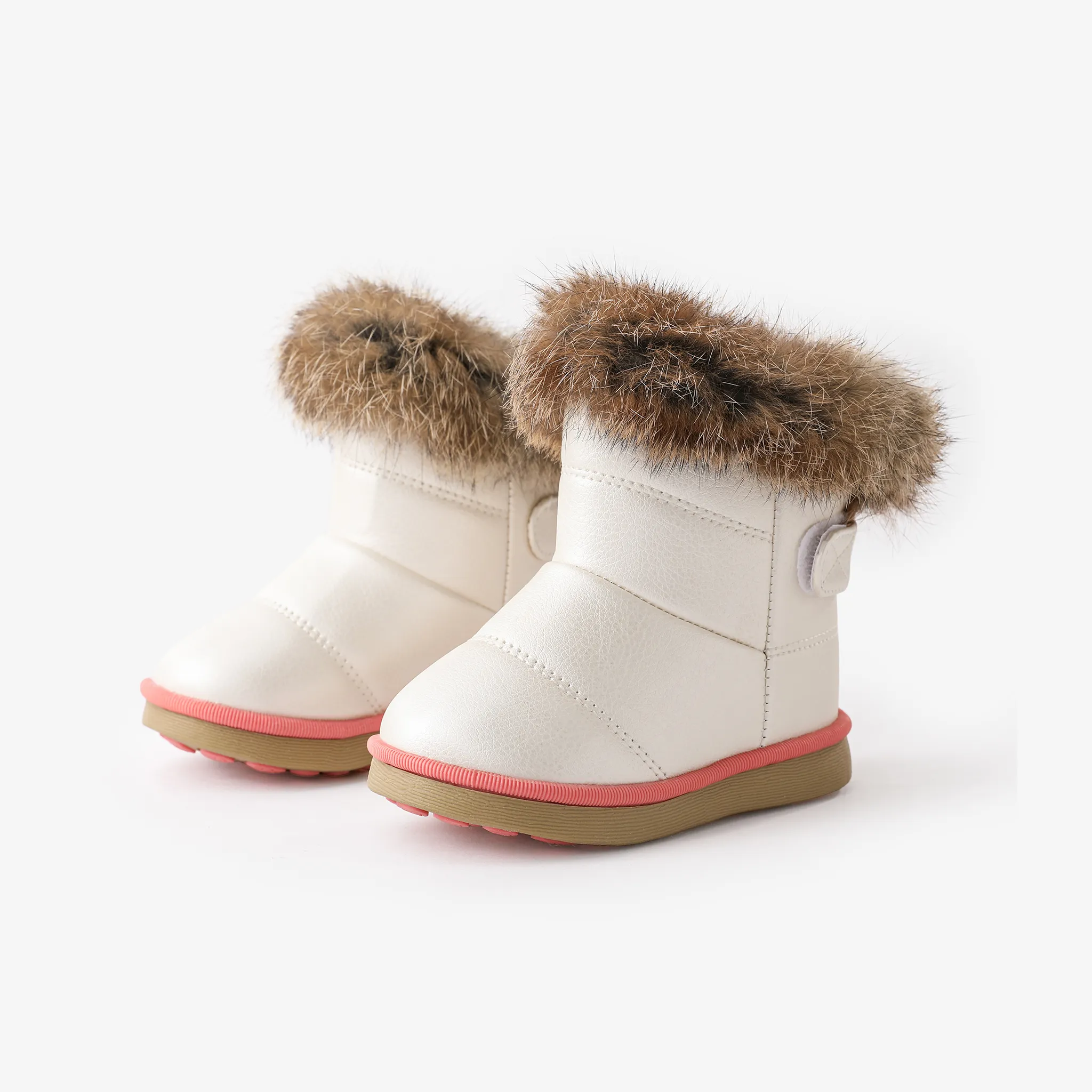 Toddler & Kids Casual Solid Back Velcro Fleece Snow Boots