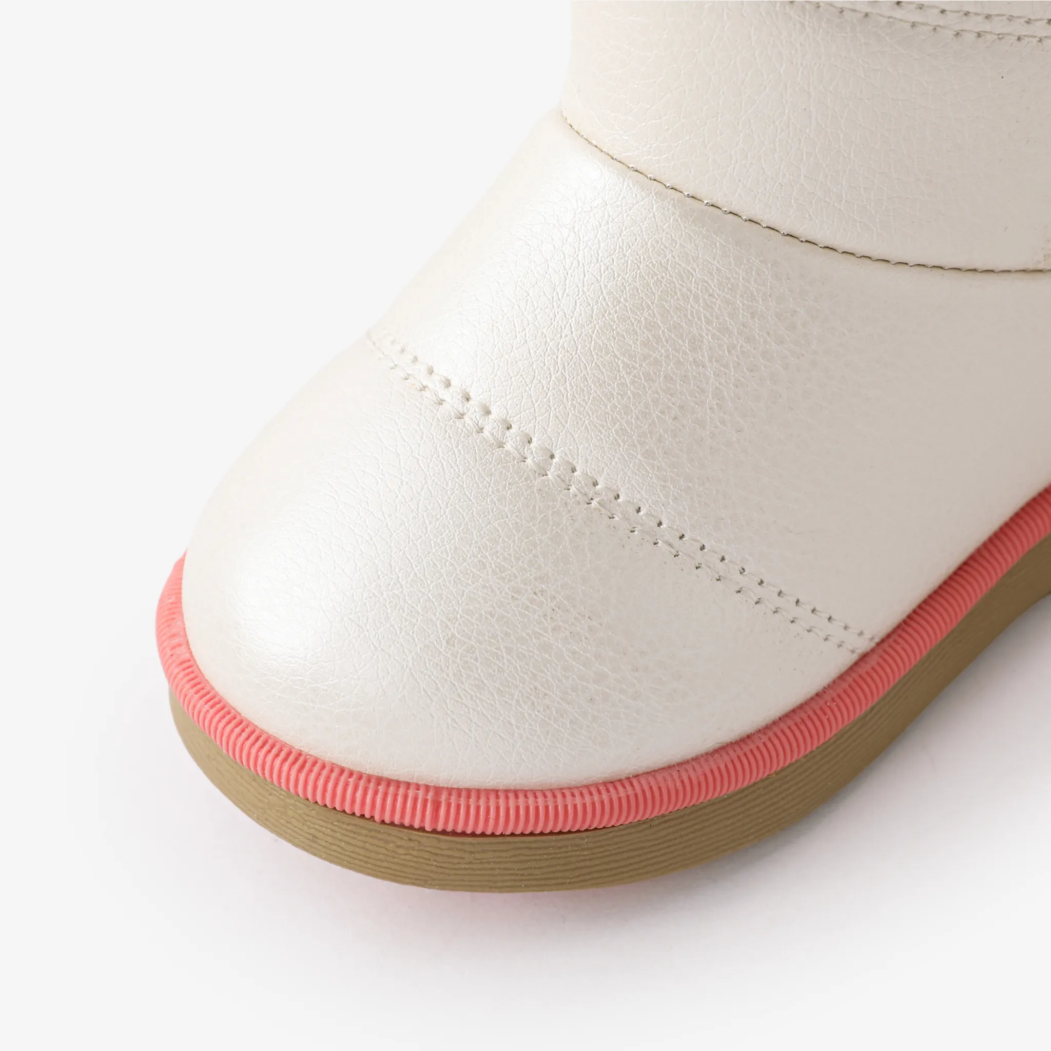 Toddler & Kids Casual Solid Back Velcro Fleece Snow Boots White image 4