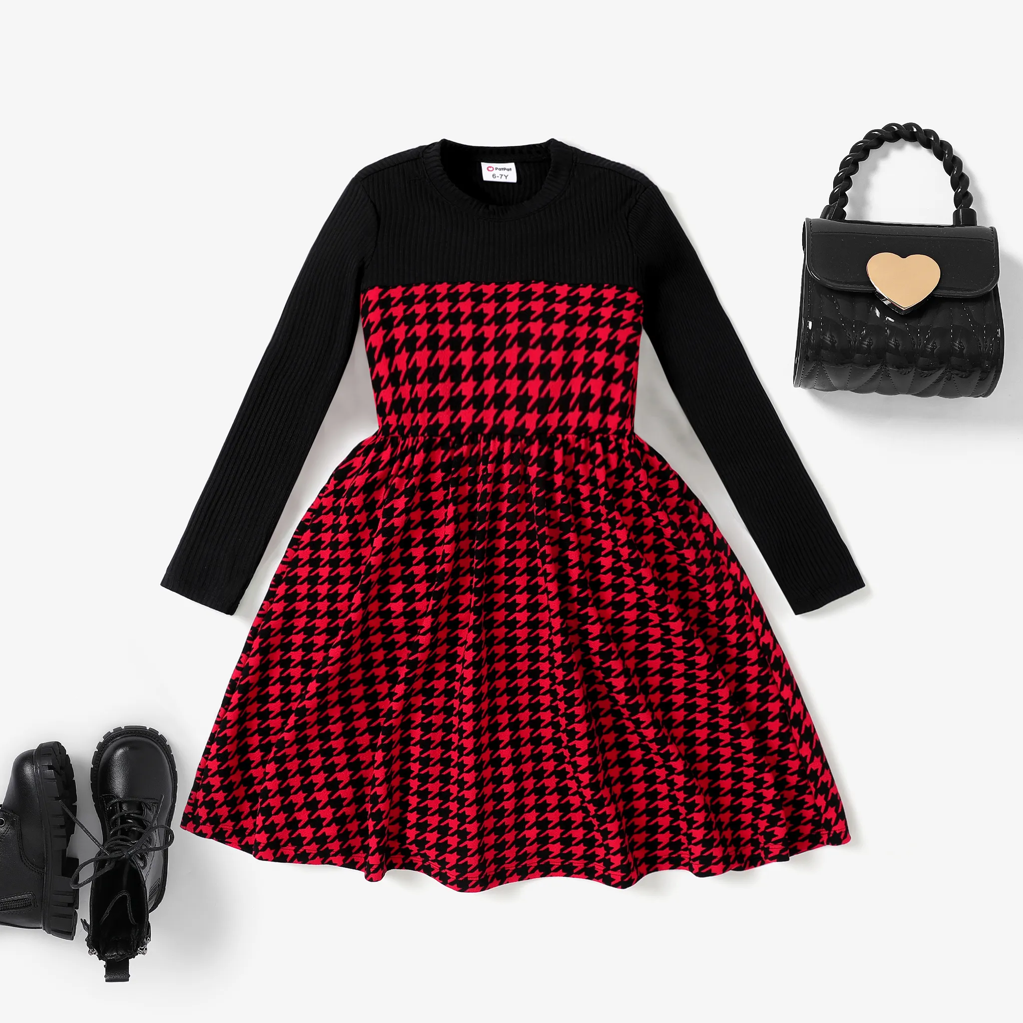 

Kid Girl Preppy style Grid/Houndstooth Dress